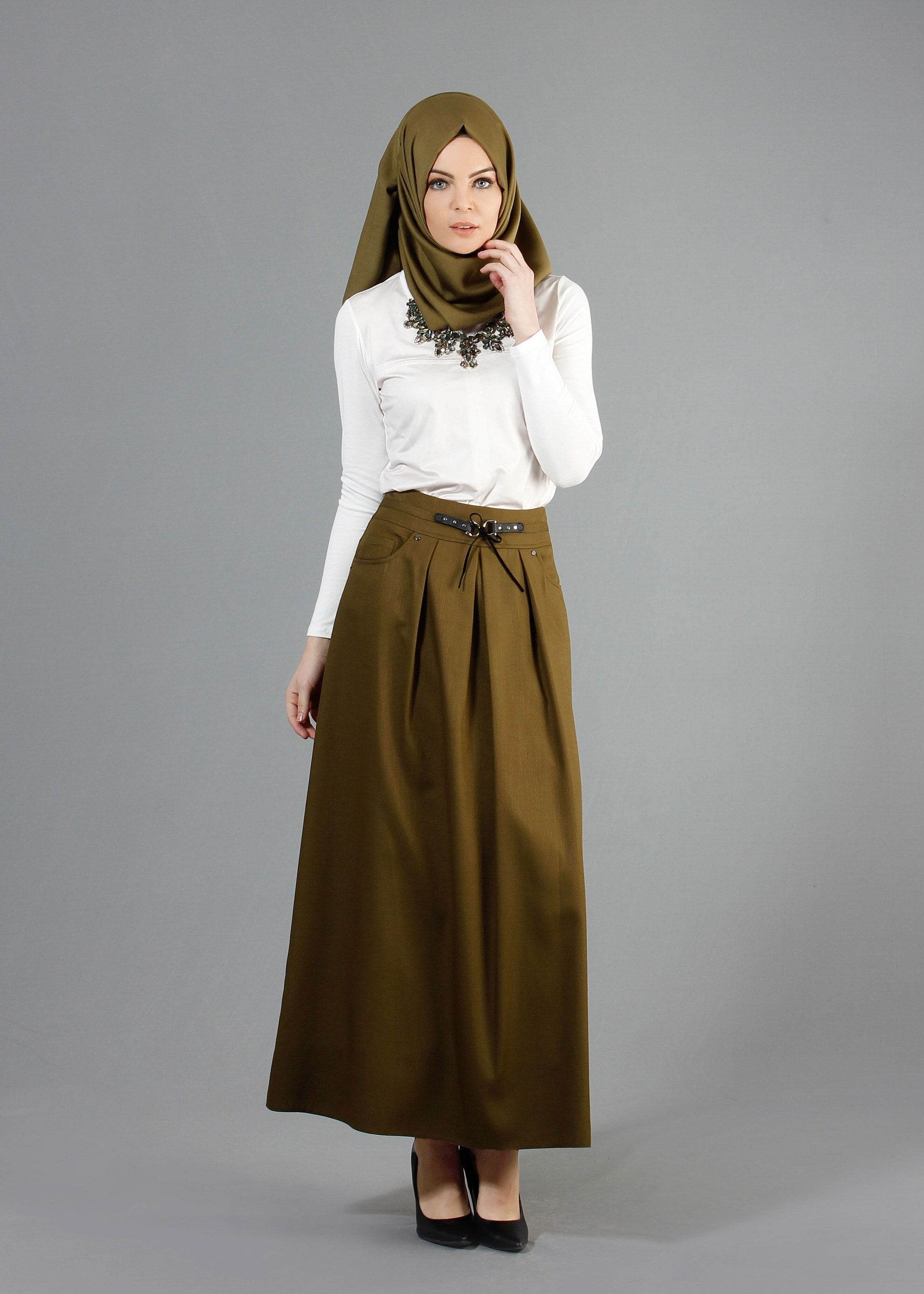 Tesettür giyim BEYAZ 4206 New Viskon Lycra Tesettür Bluz 38/44