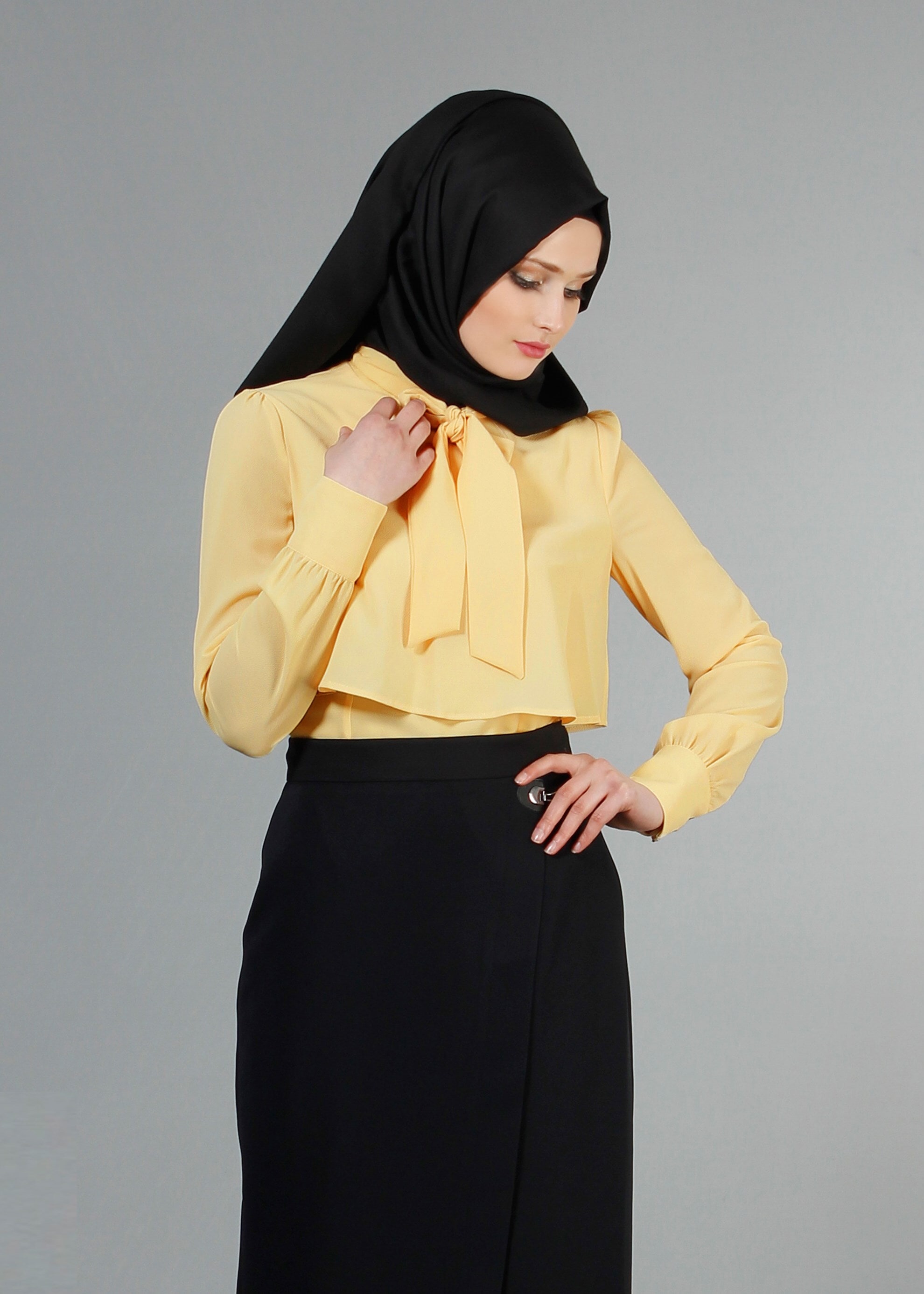 Tesettür giyim SARI 4232 Nişantaşı Tesettür Bluz 36/44(38/40) TEK38