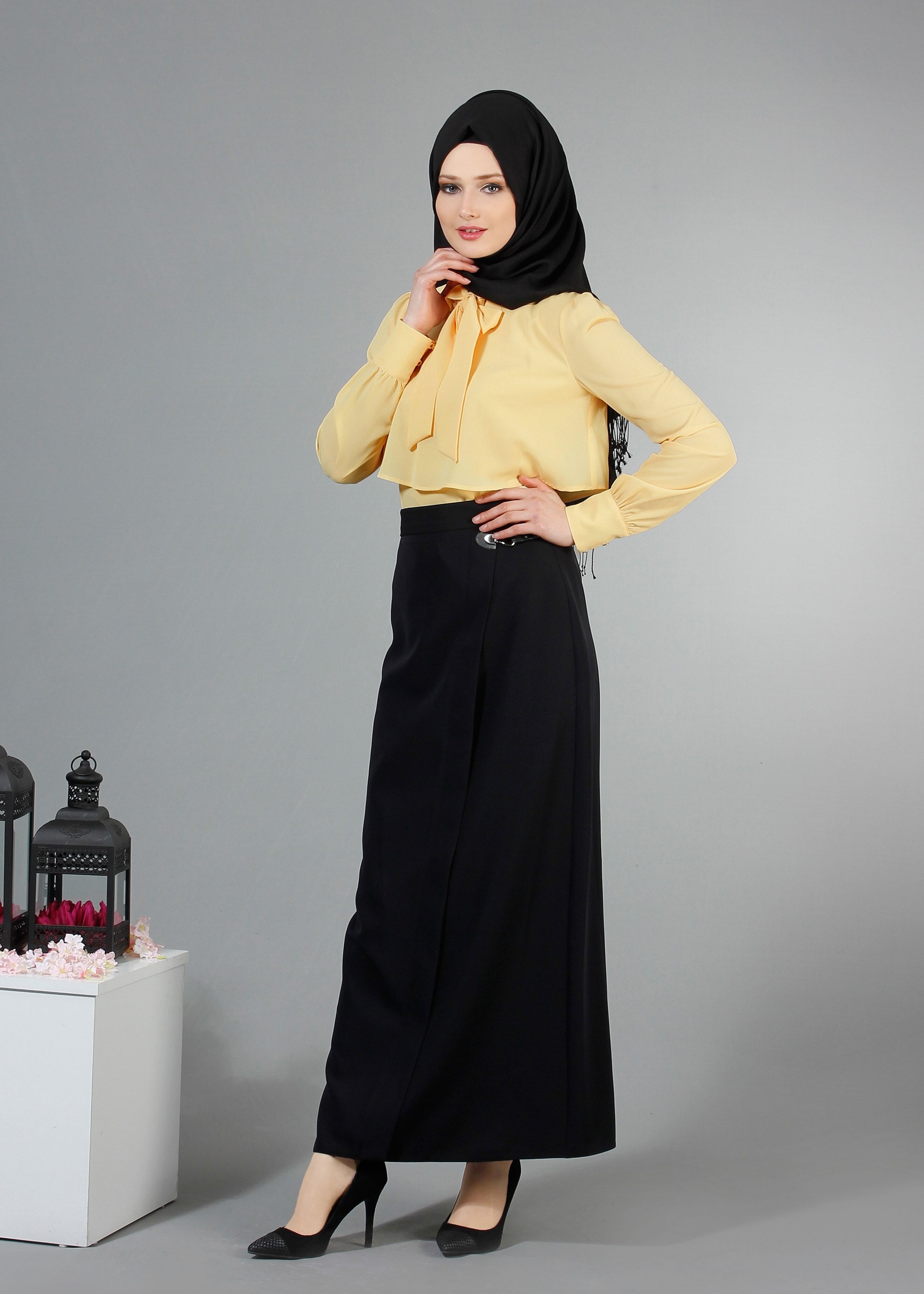 Tesettür giyim SARI 4232 Nişantaşı Tesettür Bluz 36/44(38/40) TEK38