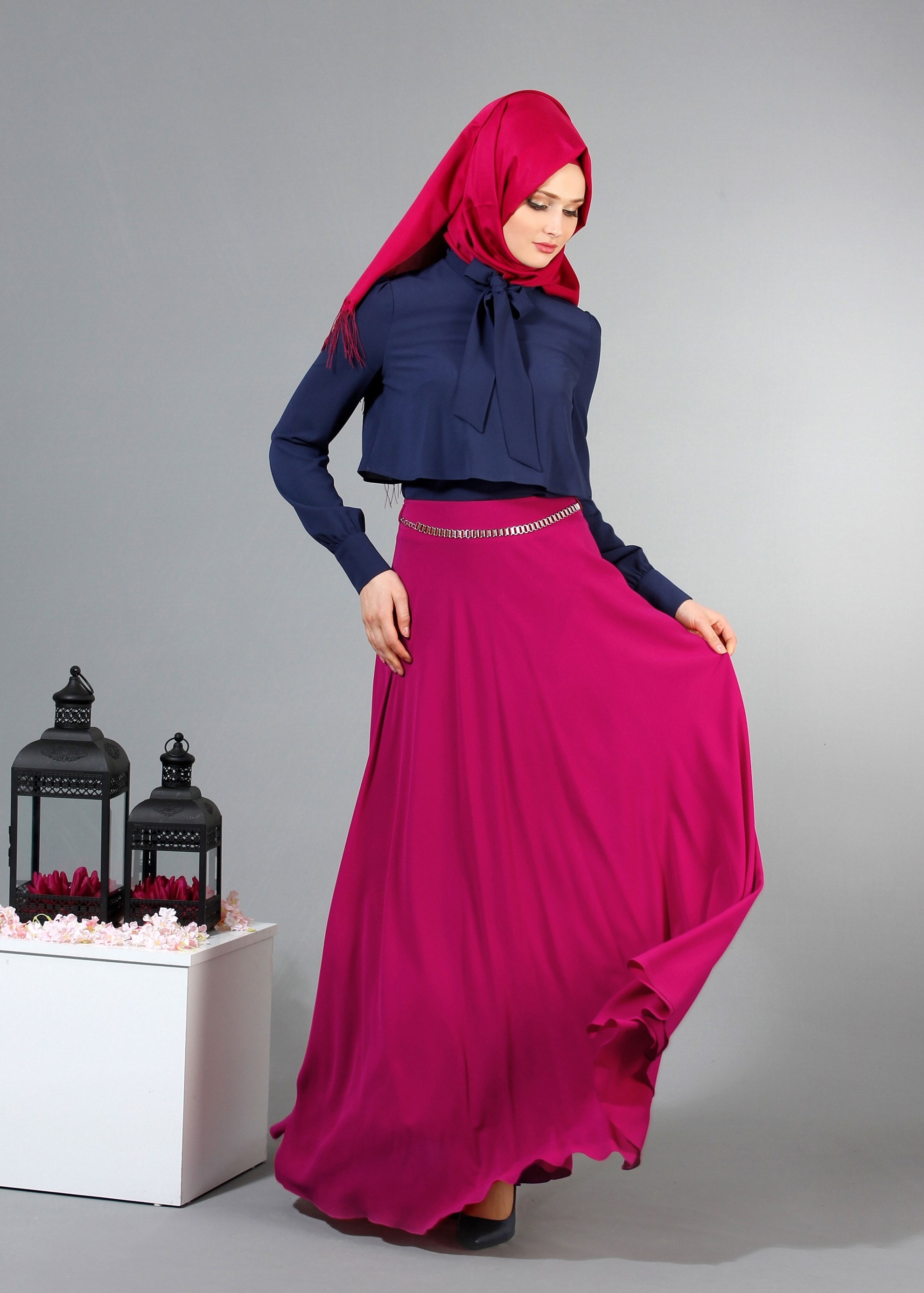 Tesettür giyim LACİVERT 4232 Nişantaşı Tesettür Bluz 36/44(38/40) TEK38