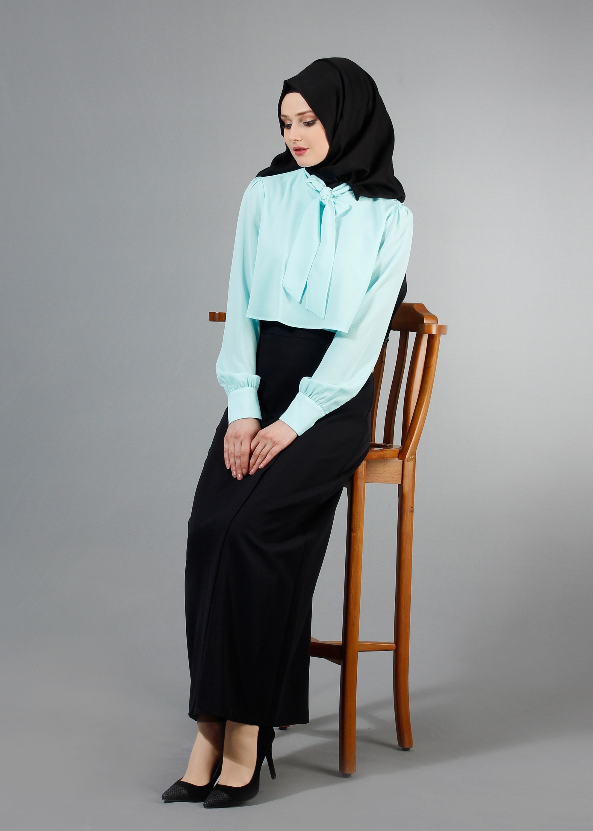 Tesettür giyim YEŞİL 4232 Nişantaşı Tesettür Bluz 36/44(38/40) TEK38