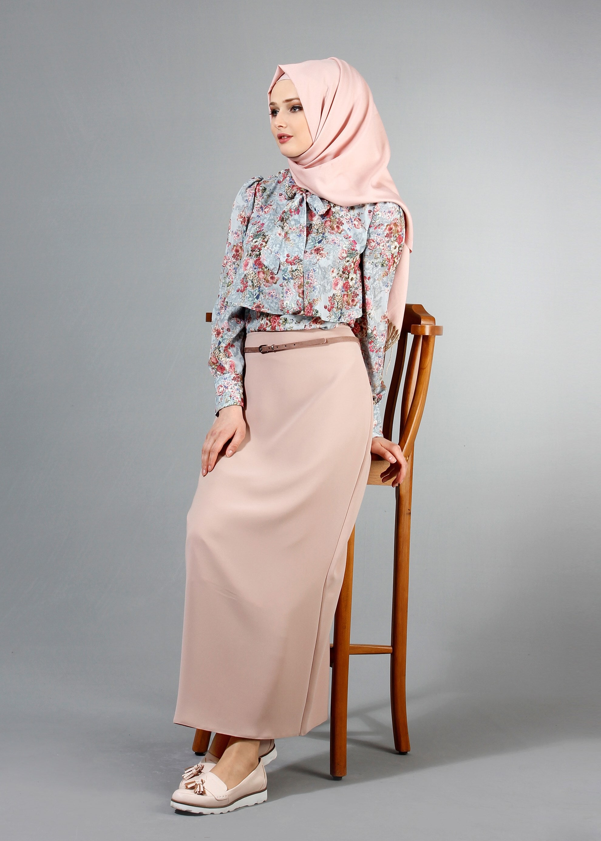 Tesettür giyim MAVİ 4233 Maglia Tesettür Bluz 36/44(38/40) TEK38