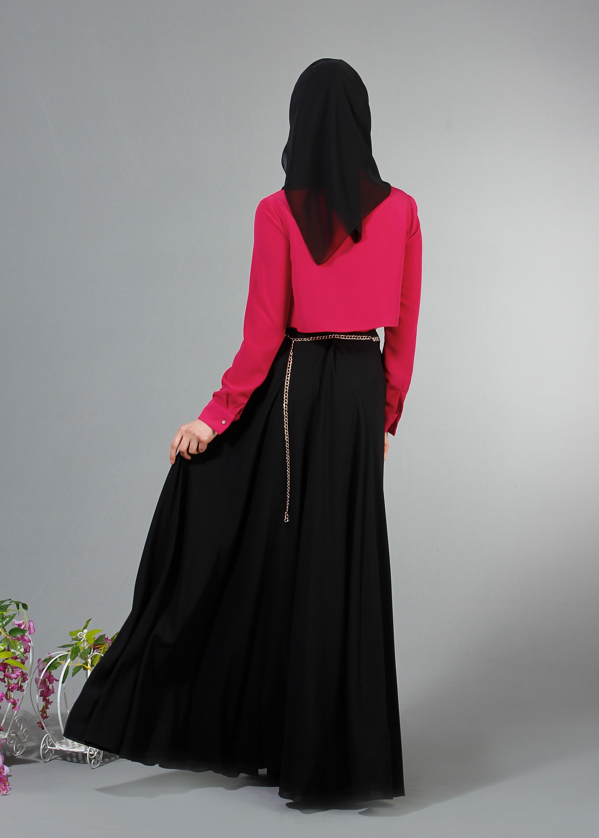 Tesettür giyim FUŞYA BAĞLAMA DETAYLI BLUZ 4237