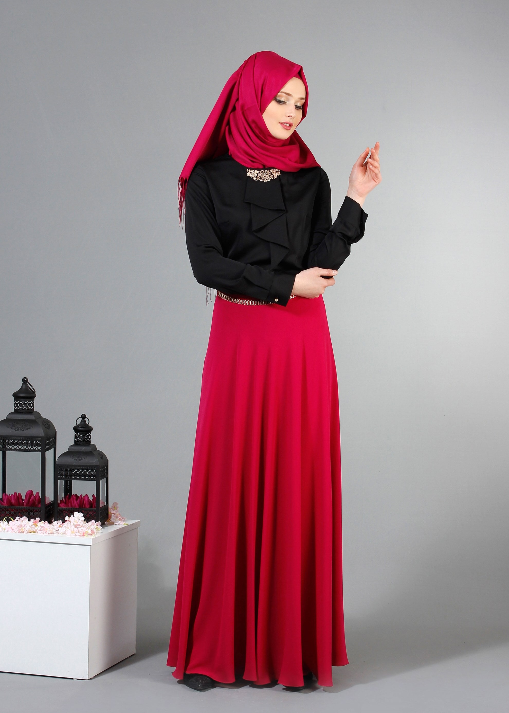 Tesettür giyim SİYAH 4239 Nepal Tesettür Bluz 38/46 TEK40