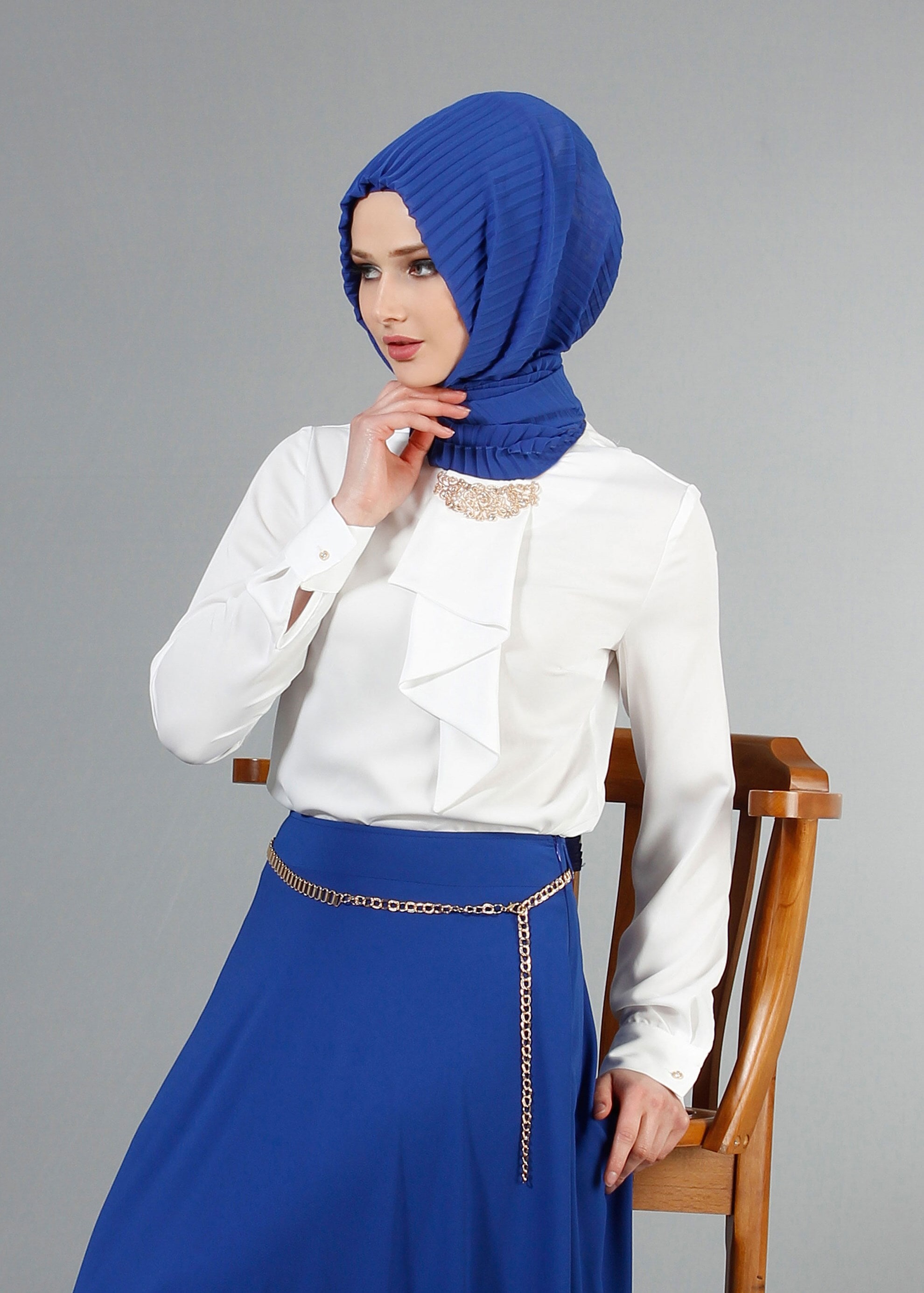 Tesettür giyim BEYAZ 4239 Nepal Tesettür Bluz 38/46 TEK40