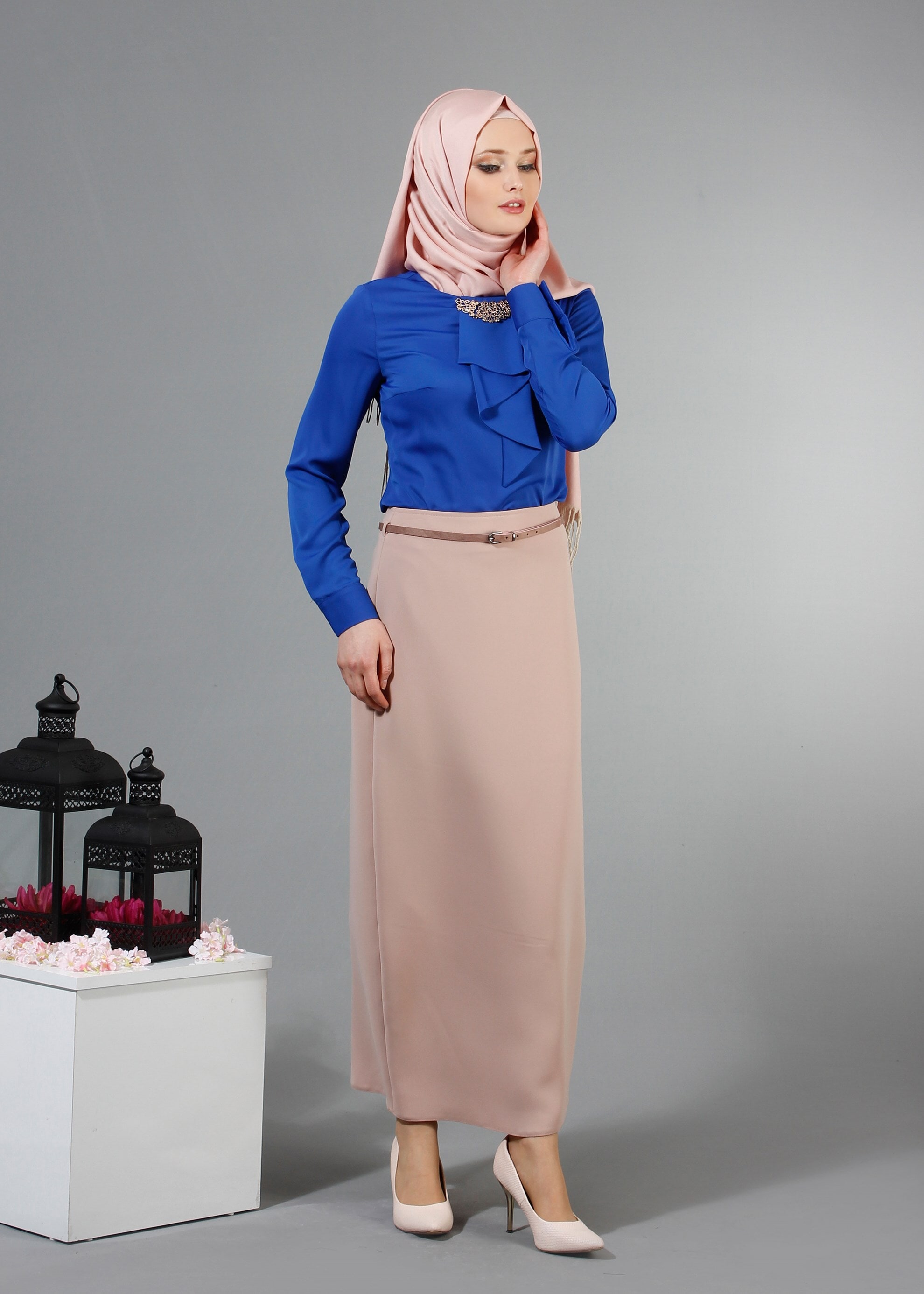 Tesettür giyim LACİVERT 4239 Nepal Tesettür Bluz 38/46 TEK40