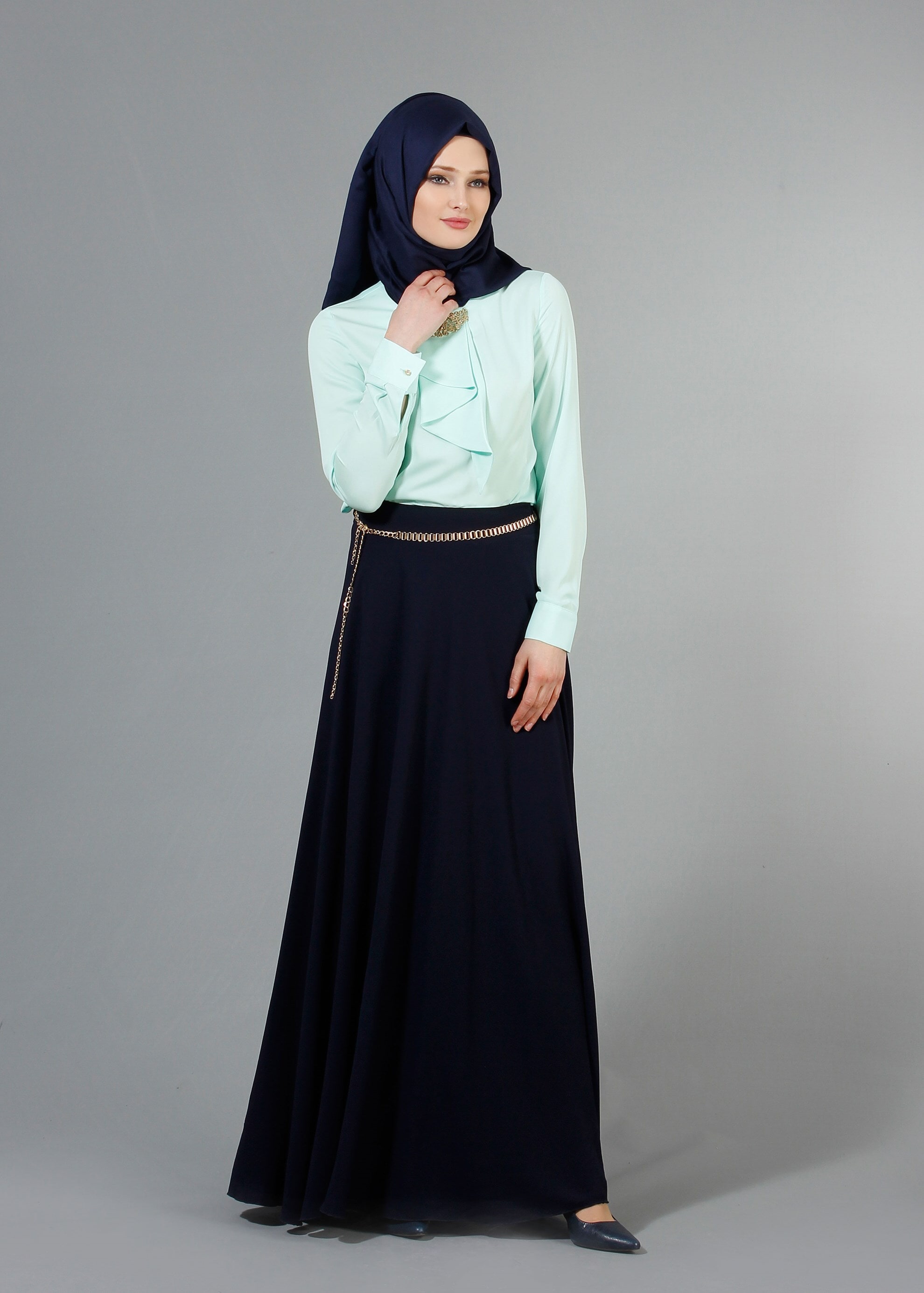 Tesettür giyim YEŞİL 4239 Nepal Tesettür Bluz 38/46 TEK40