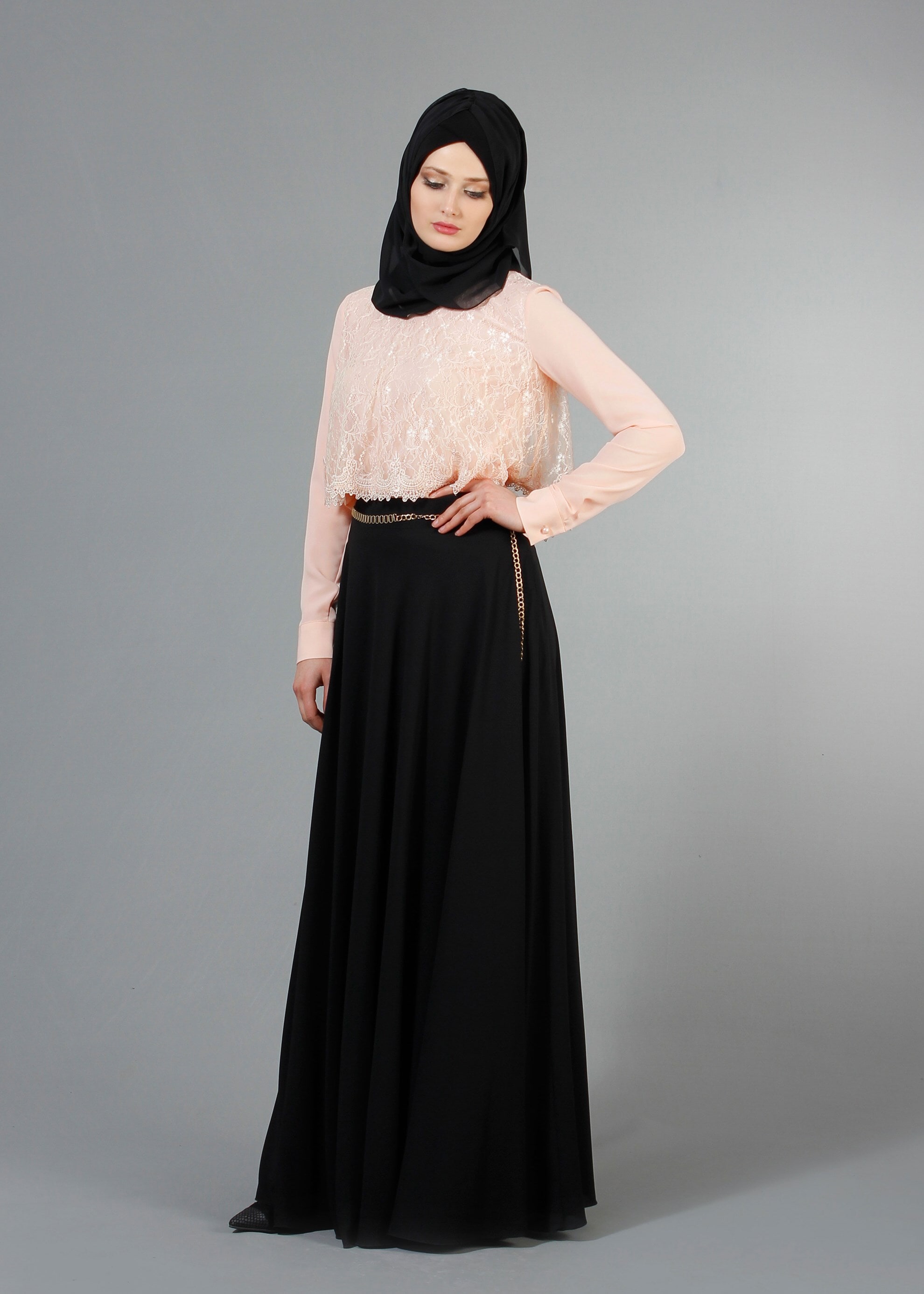 Tesettür giyim PUDRA İŞLEMELİ DÜĞMELİ BLUZ 4240