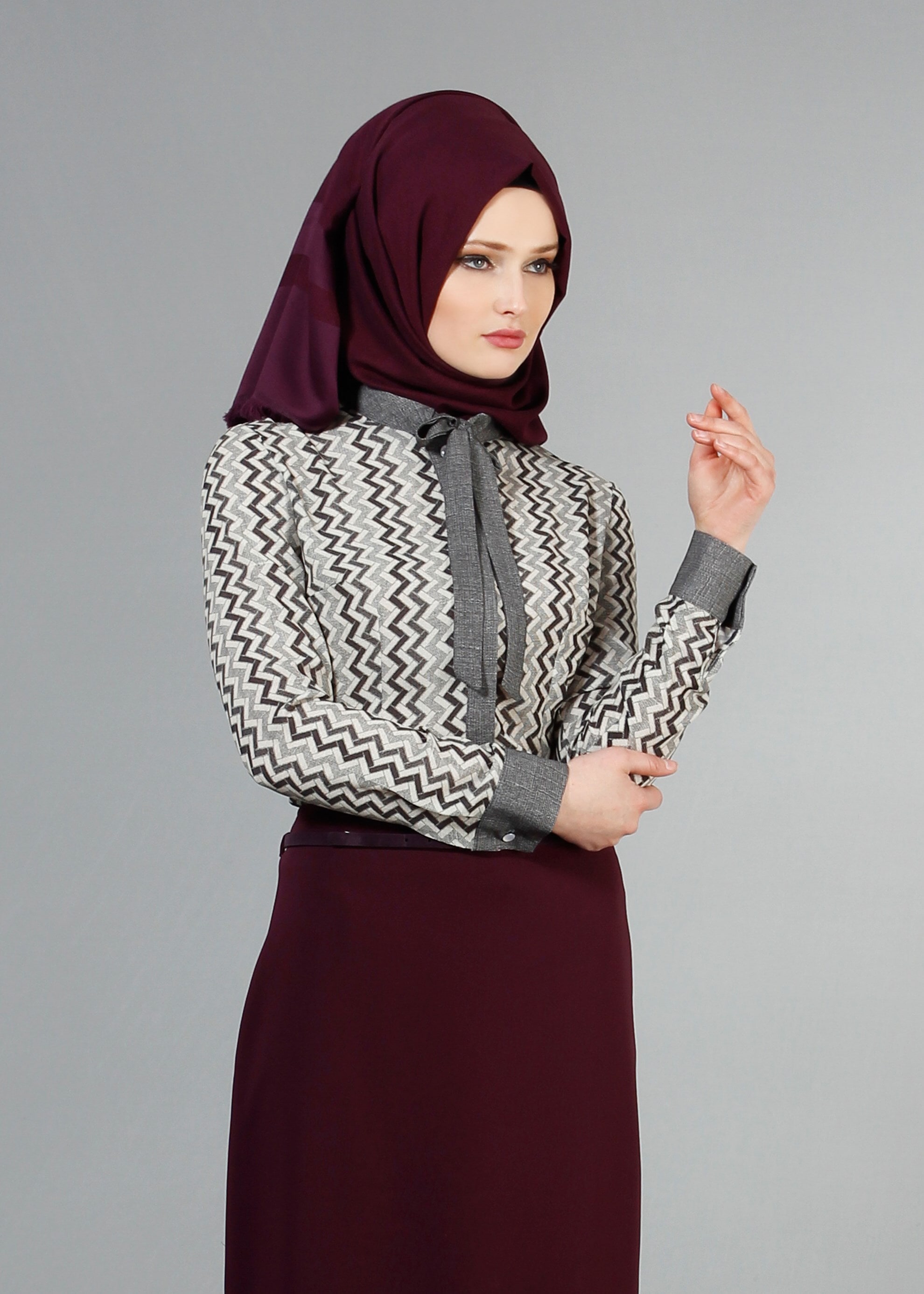 Tesettür giyim GRİ 4276 Maglia Tesettür Bluz 38/44 TEK36