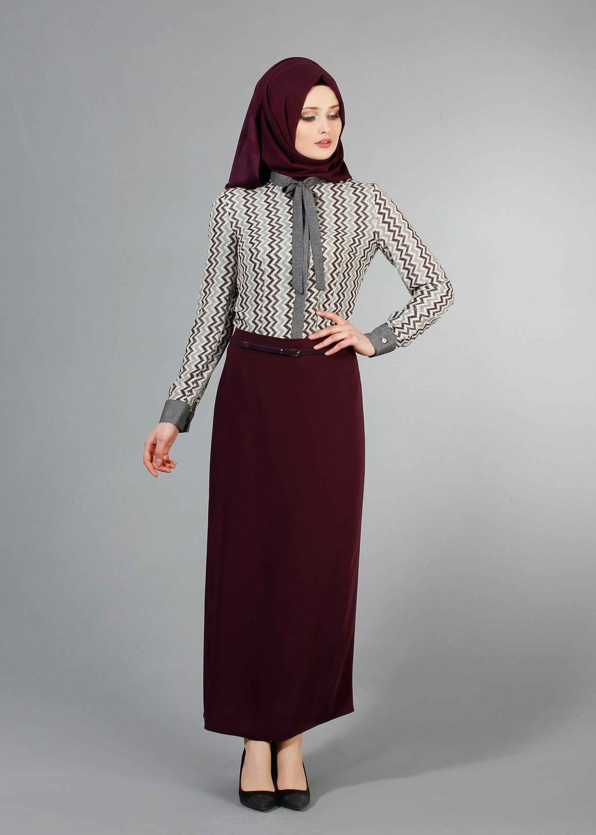 Tesettür giyim GRİ 4276 Maglia Tesettür Bluz 38/44 TEK36