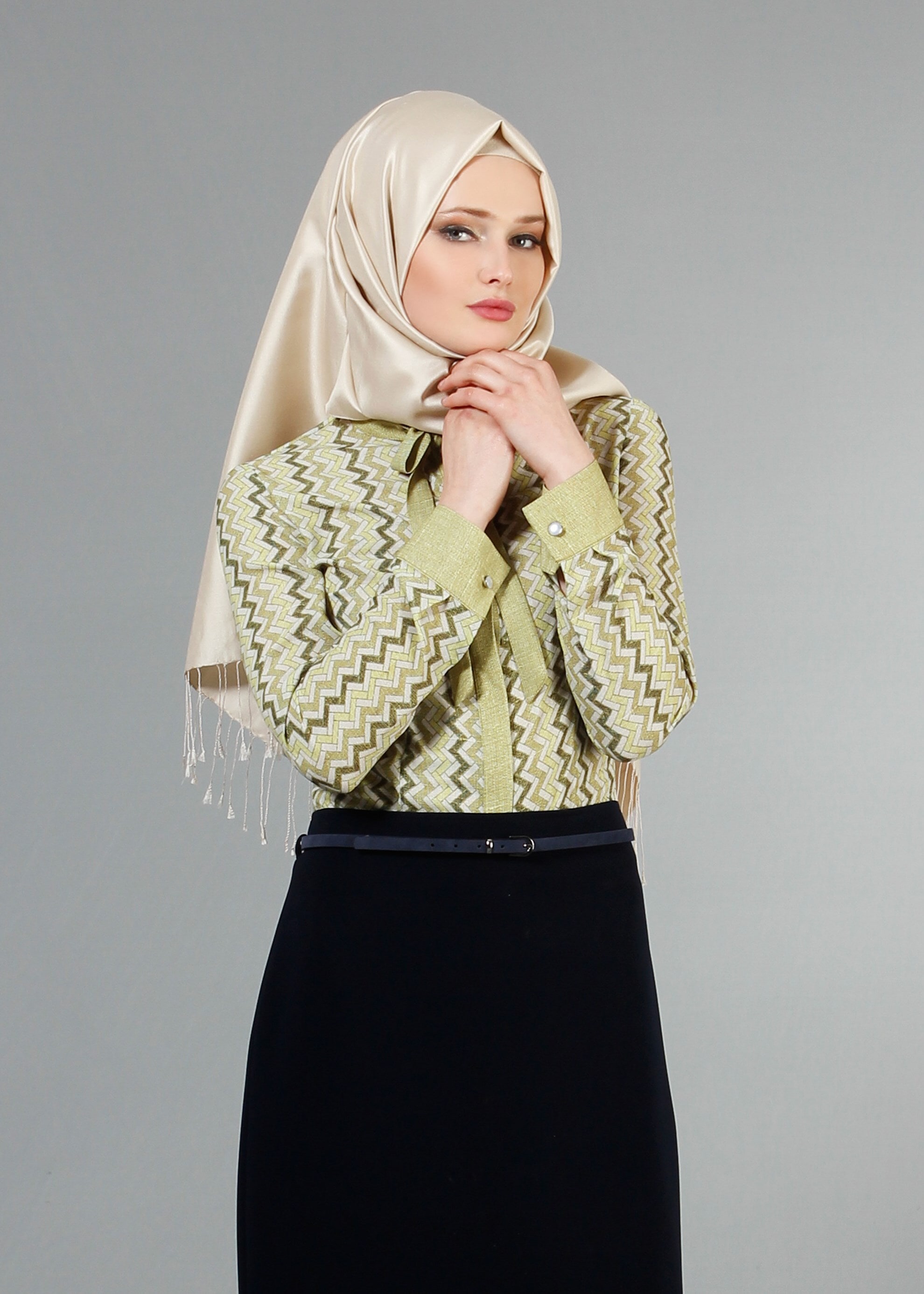 Tesettür giyim HAKİ 4276 Maglia Tesettür Bluz 38/44 TEK36