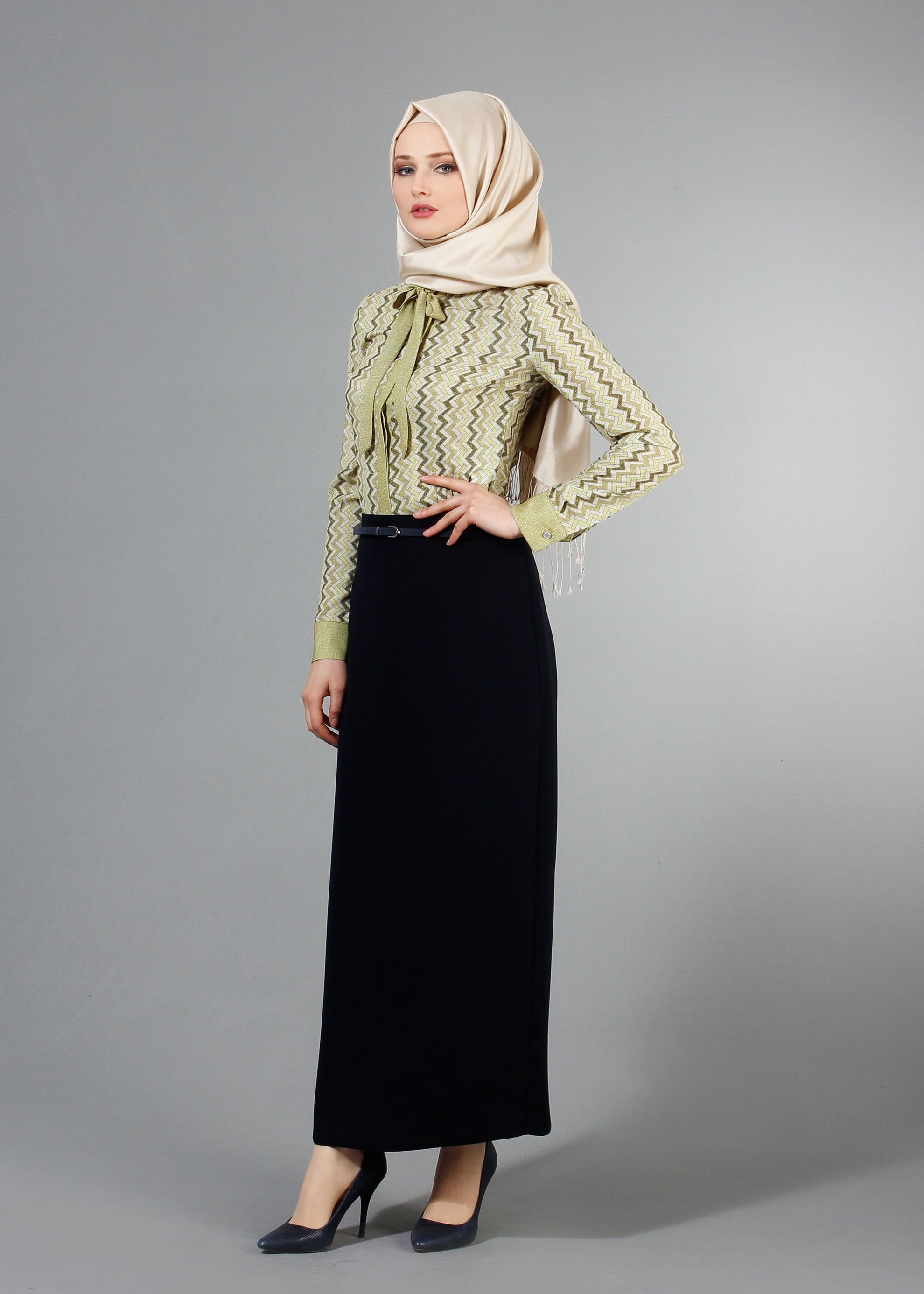 Tesettür giyim HAKİ 4276 Maglia Tesettür Bluz 38/44 TEK36