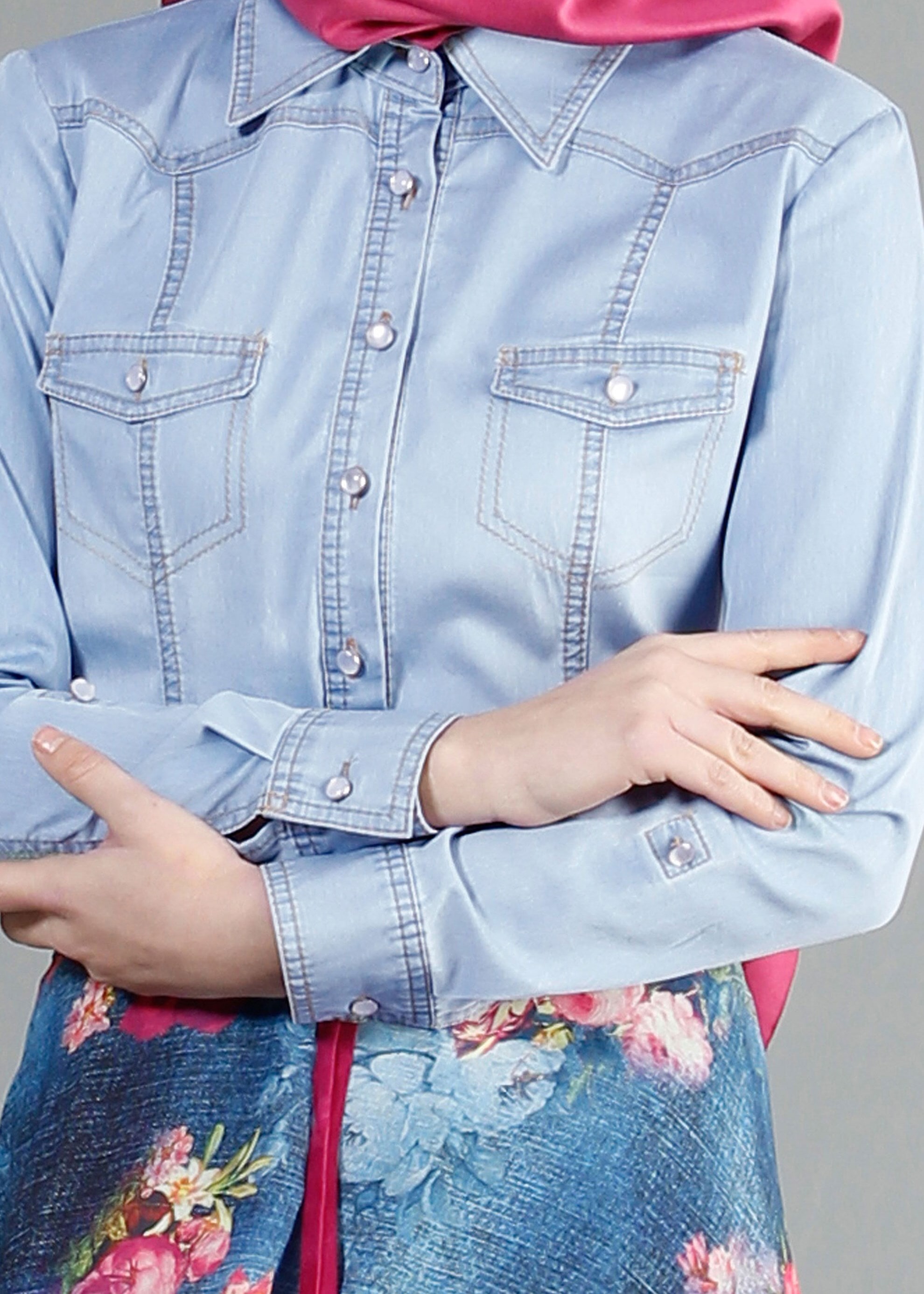 Tesettür giyim MAVİ 4308 Benin Tesettür Bluz 36/44(38/40) TEK42