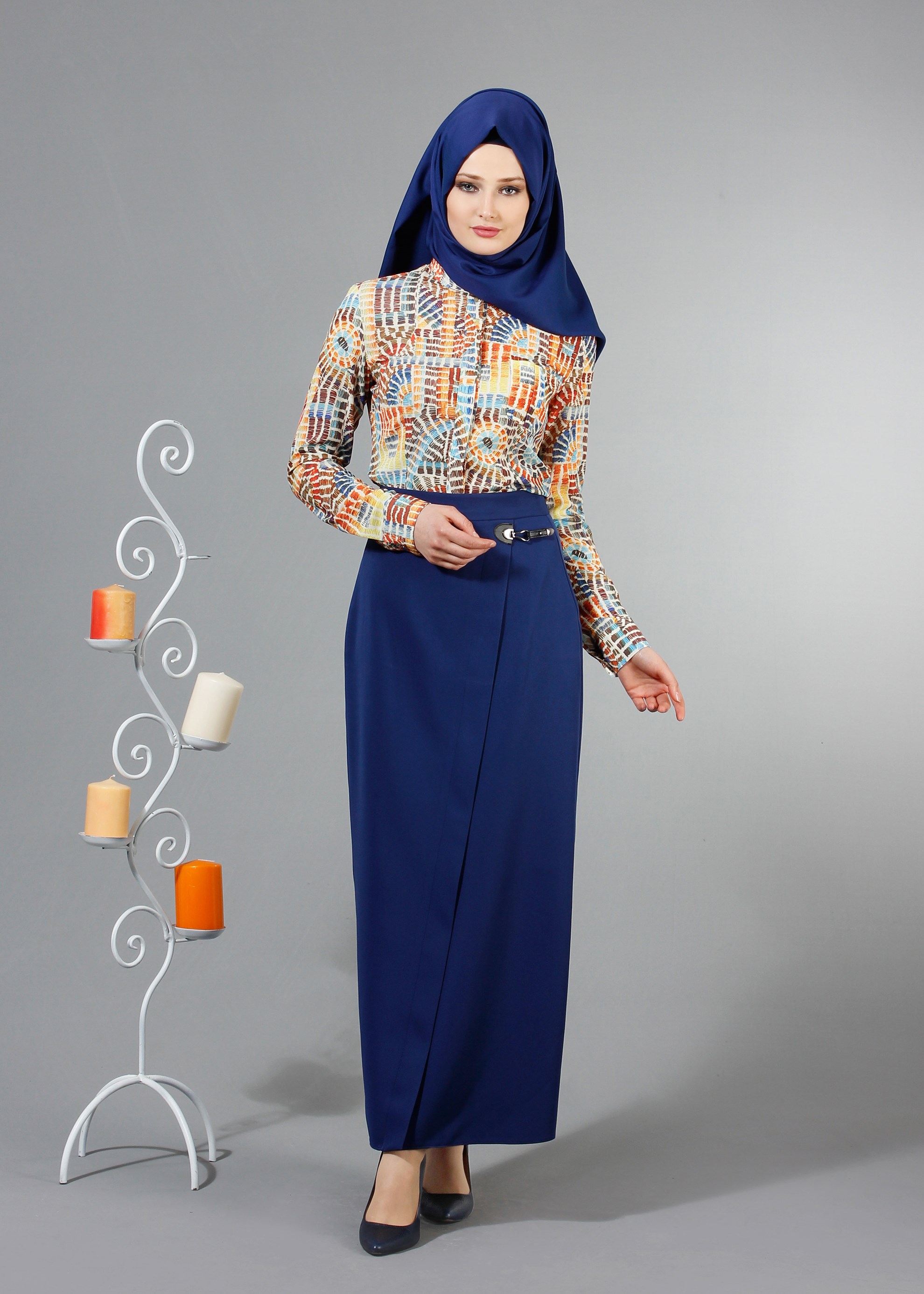 Tesettür giyim TURUNCU 4373 Capri Tesettür Bluz 38/46