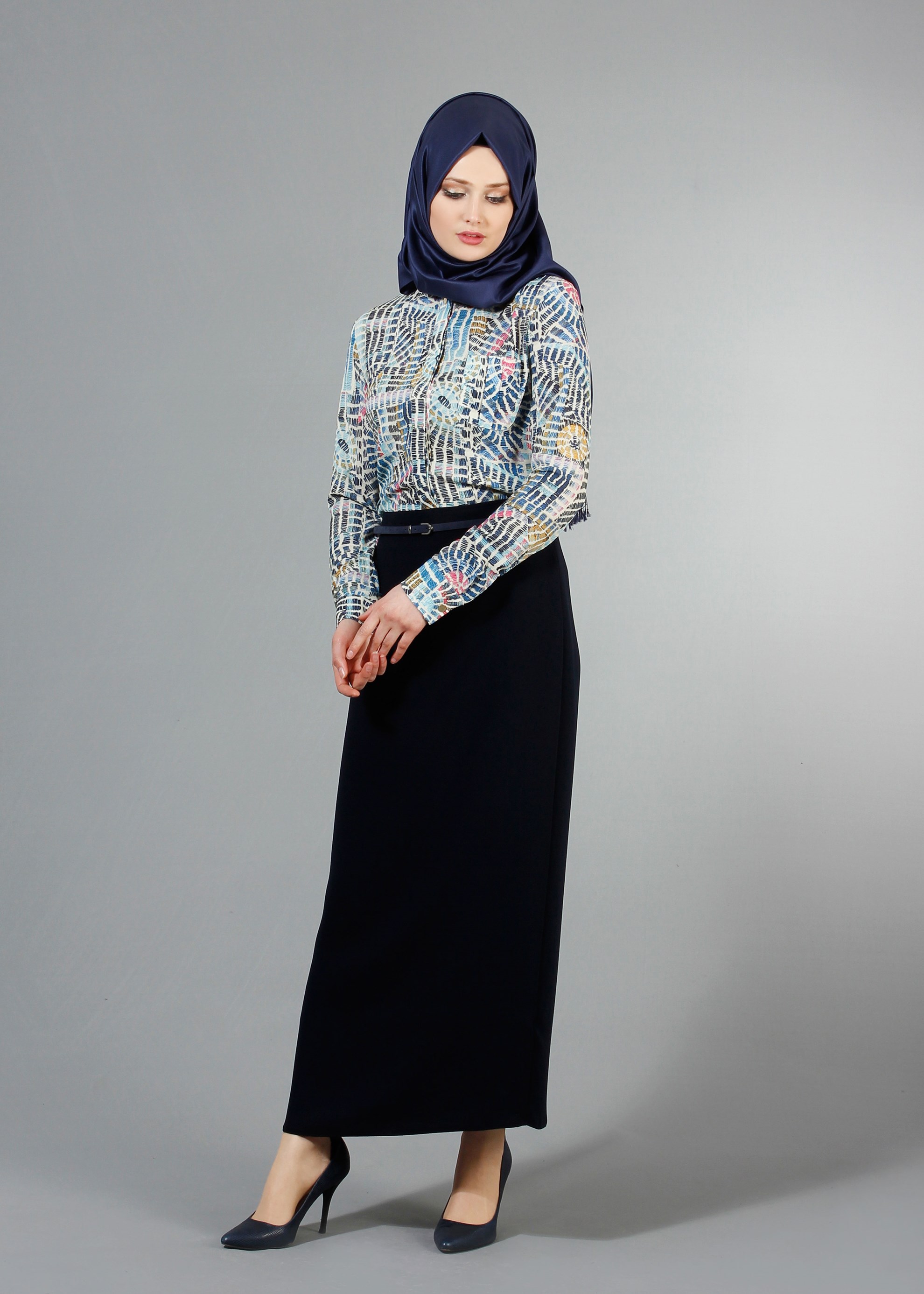 Tesettür giyim MAVİ 4373 Capri Tesettür Bluz 38/46