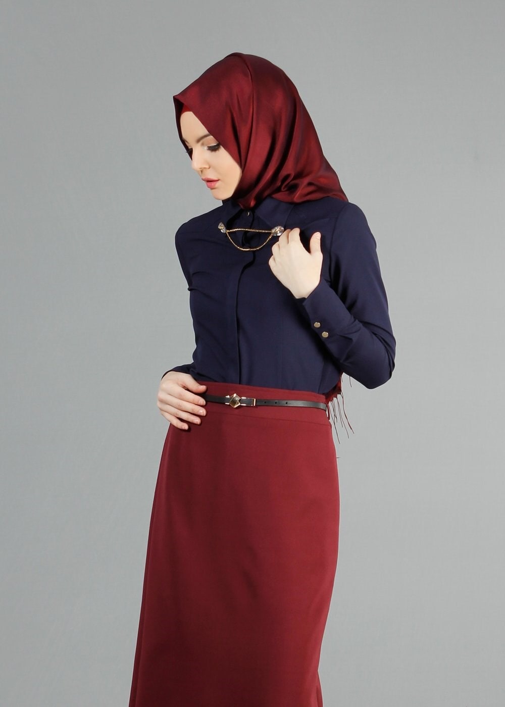 Tesettür giyim LACİVERT 4374 Rida Tesettür Bluz 38/46 TEK40