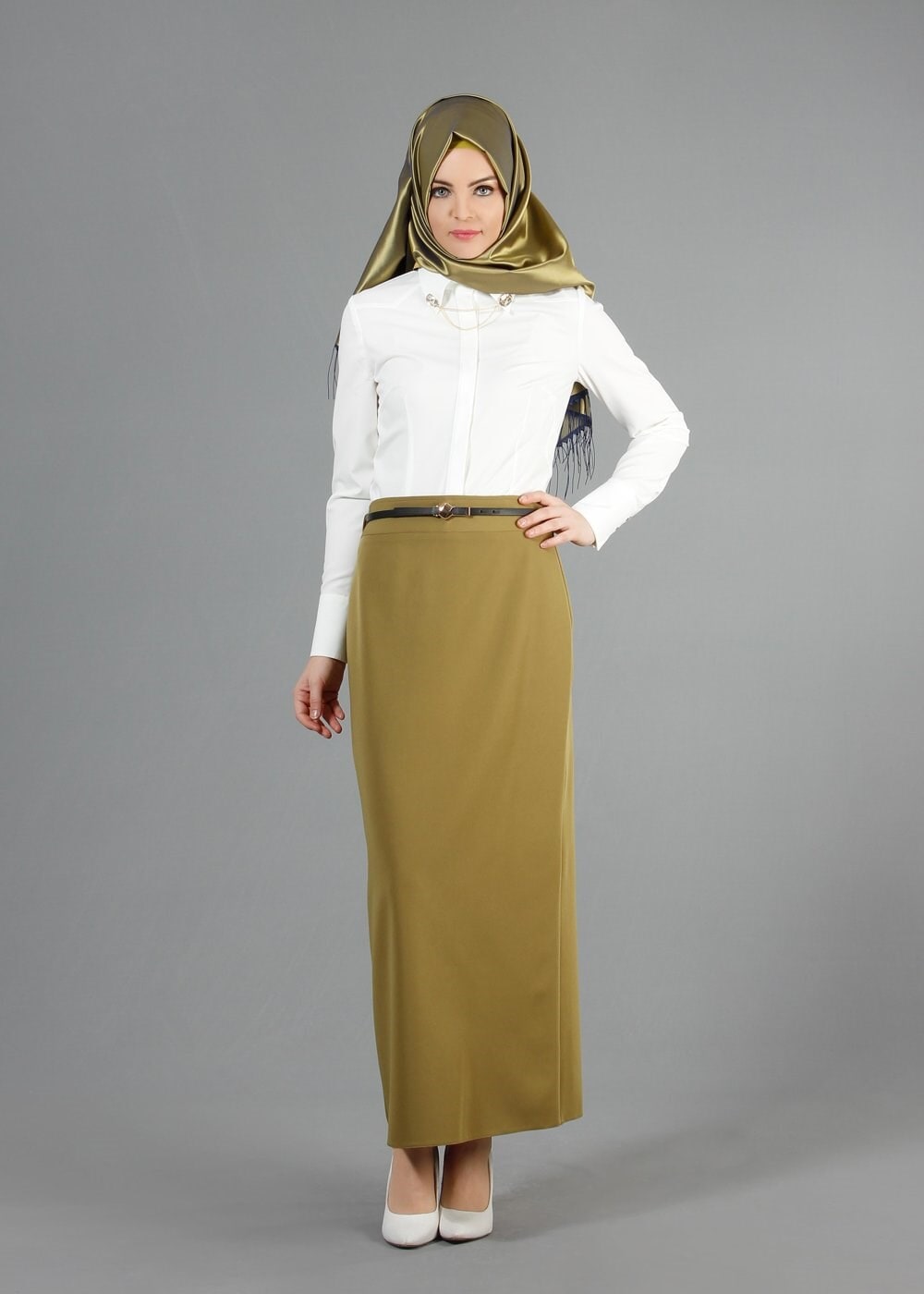 Tesettür giyim BEYAZ 4374 Rida Tesettür Bluz 38/46 TEK40