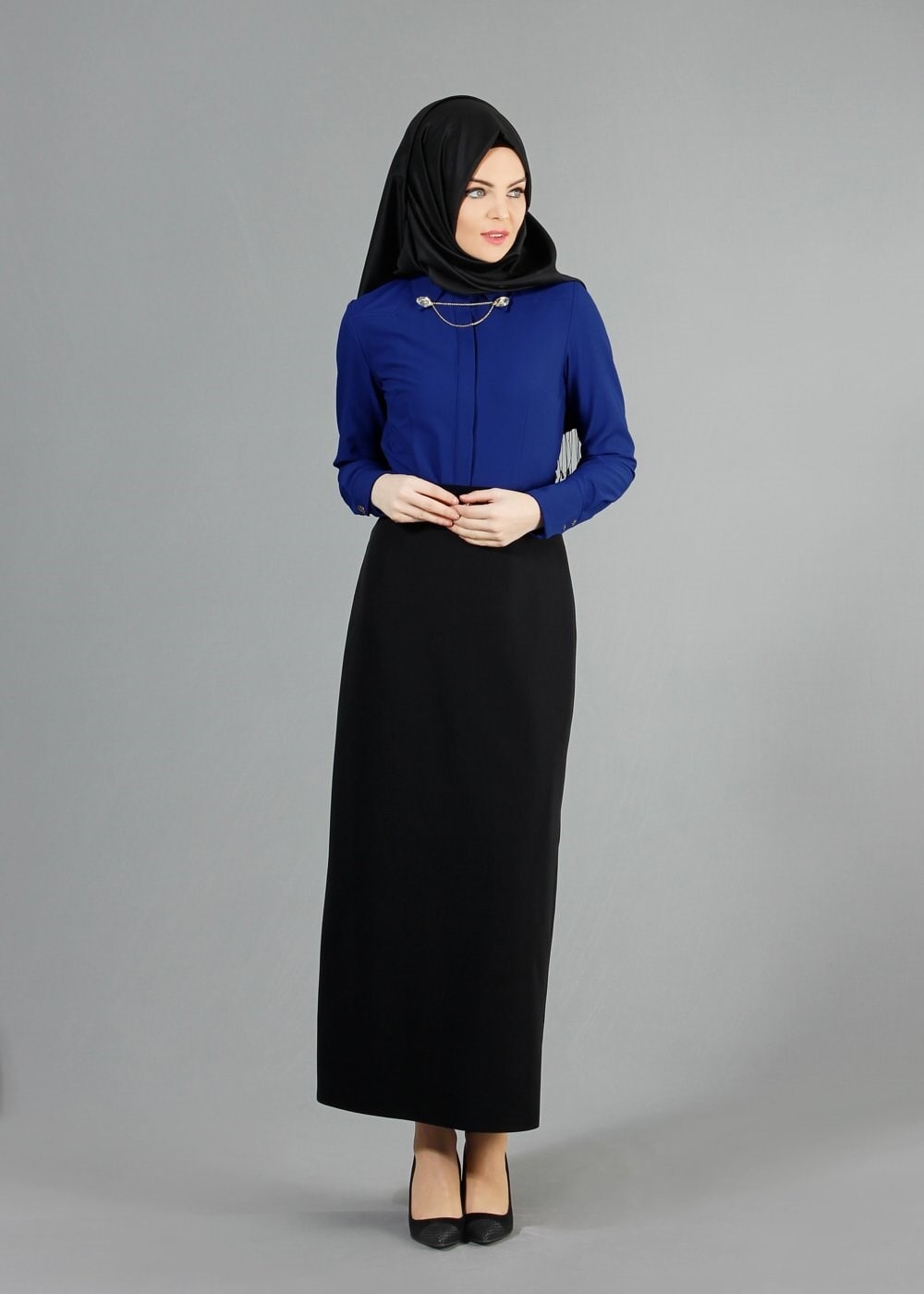 Tesettür giyim MAVİ 4374 Rida Tesettür Bluz 38/46 TEK40