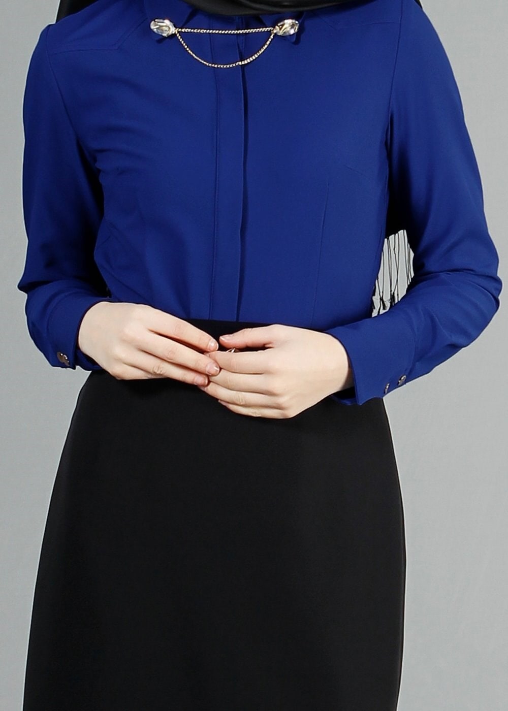 Tesettür giyim MAVİ 4374 Rida Tesettür Bluz 38/46 TEK40