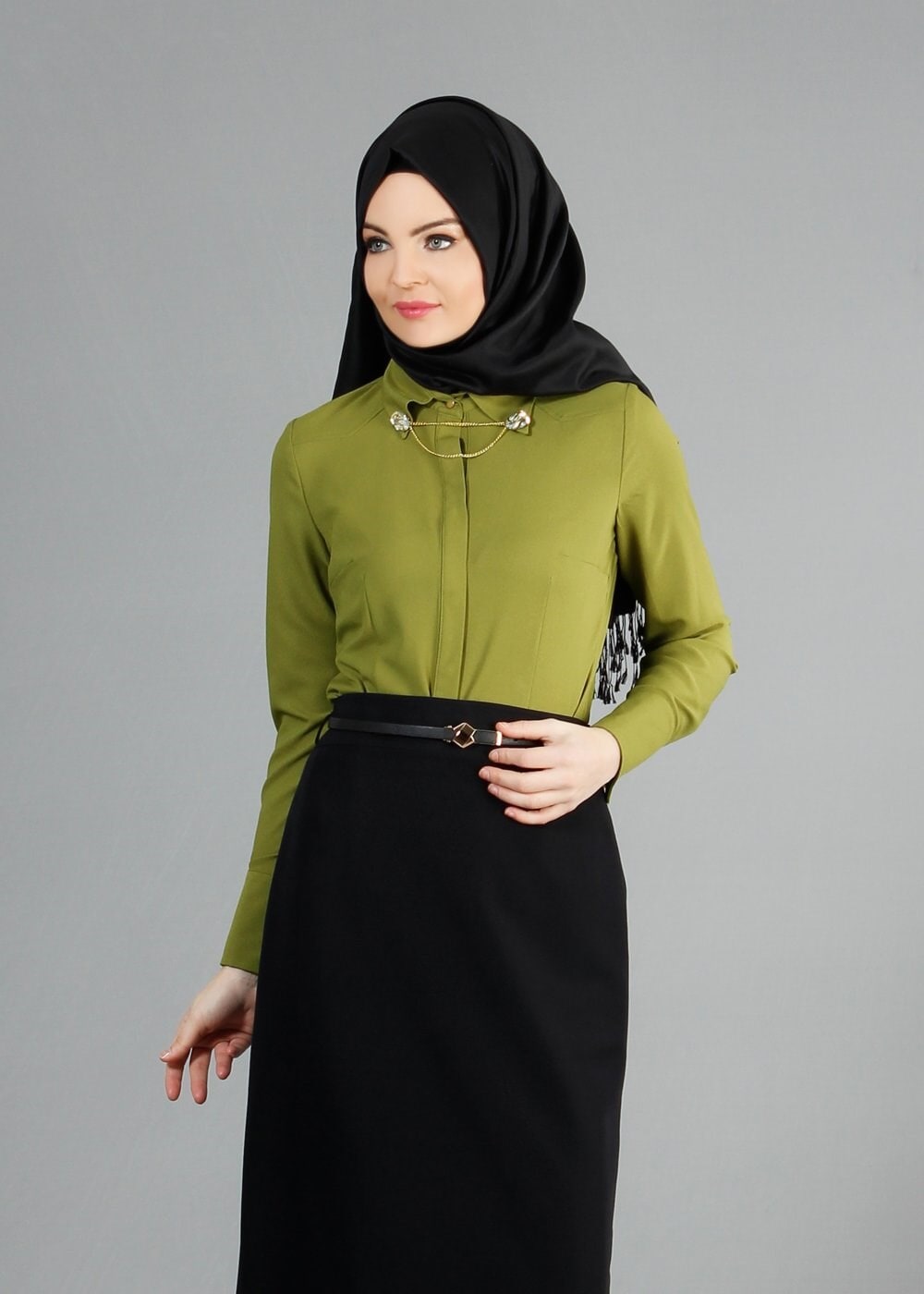 Tesettür giyim YEŞİL 4374 Rida Tesettür Bluz 38/46 TEK40