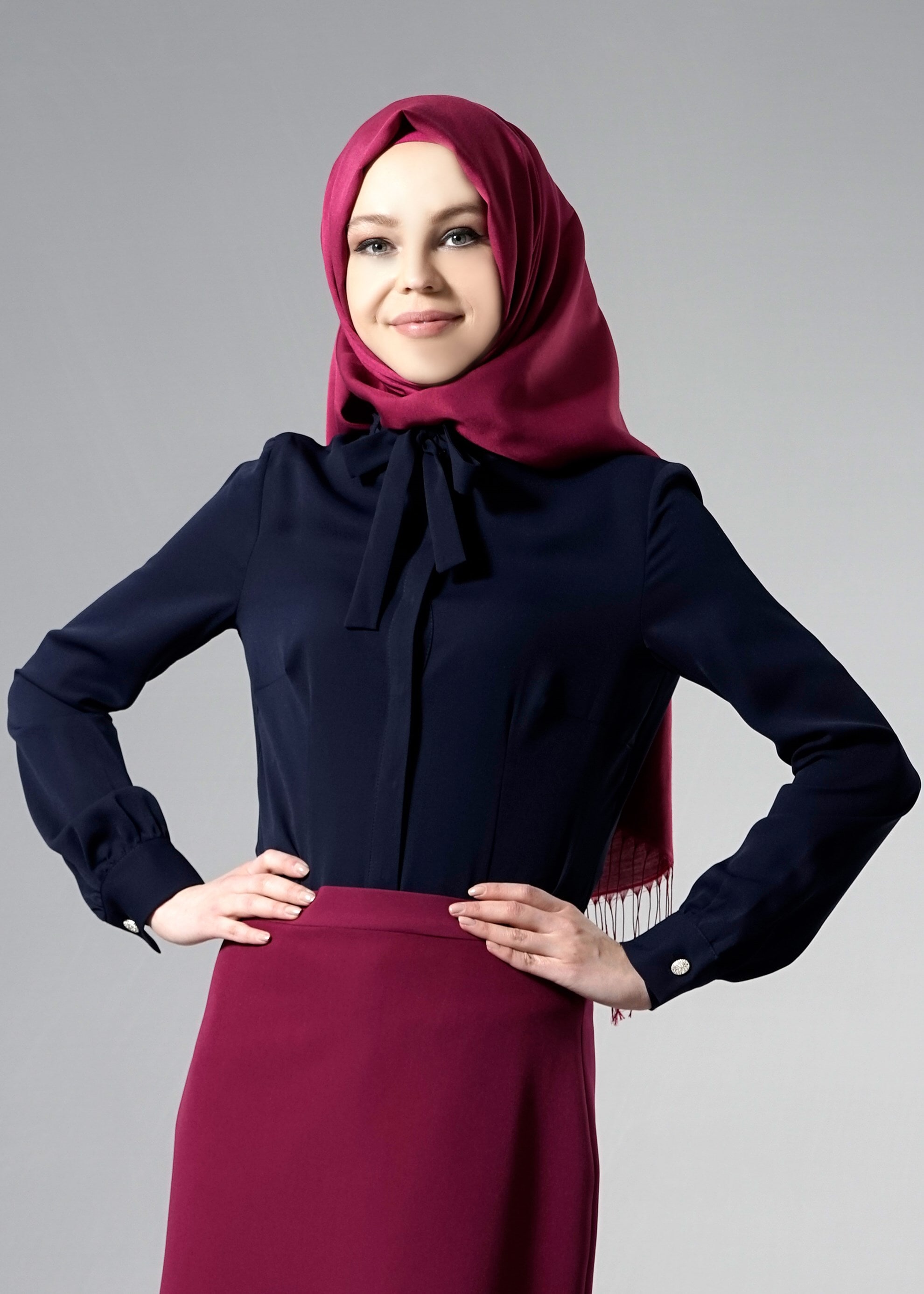 Tesettür giyim LACİVERT 4375 Portre Tesettür Bluz 38/46 TEK36