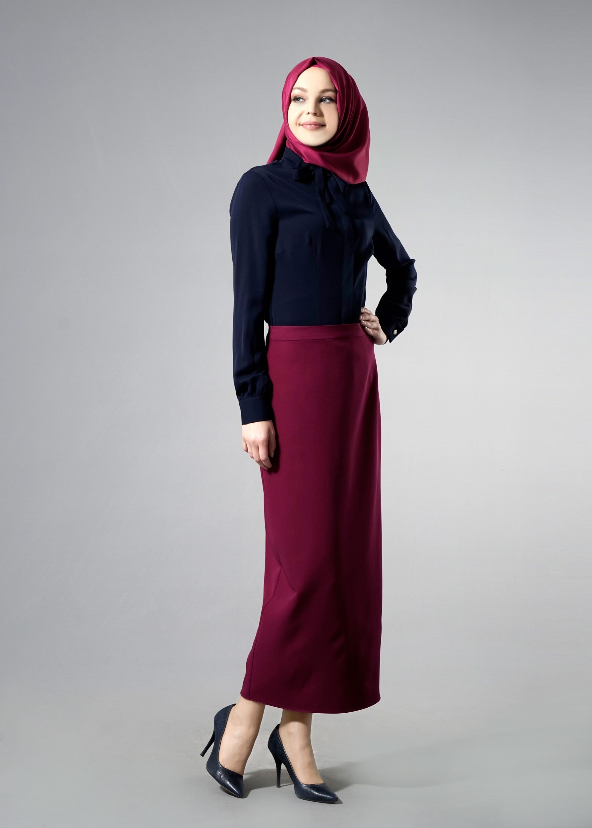 Tesettür giyim LACİVERT 4375 Portre Tesettür Bluz 38/46 TEK36