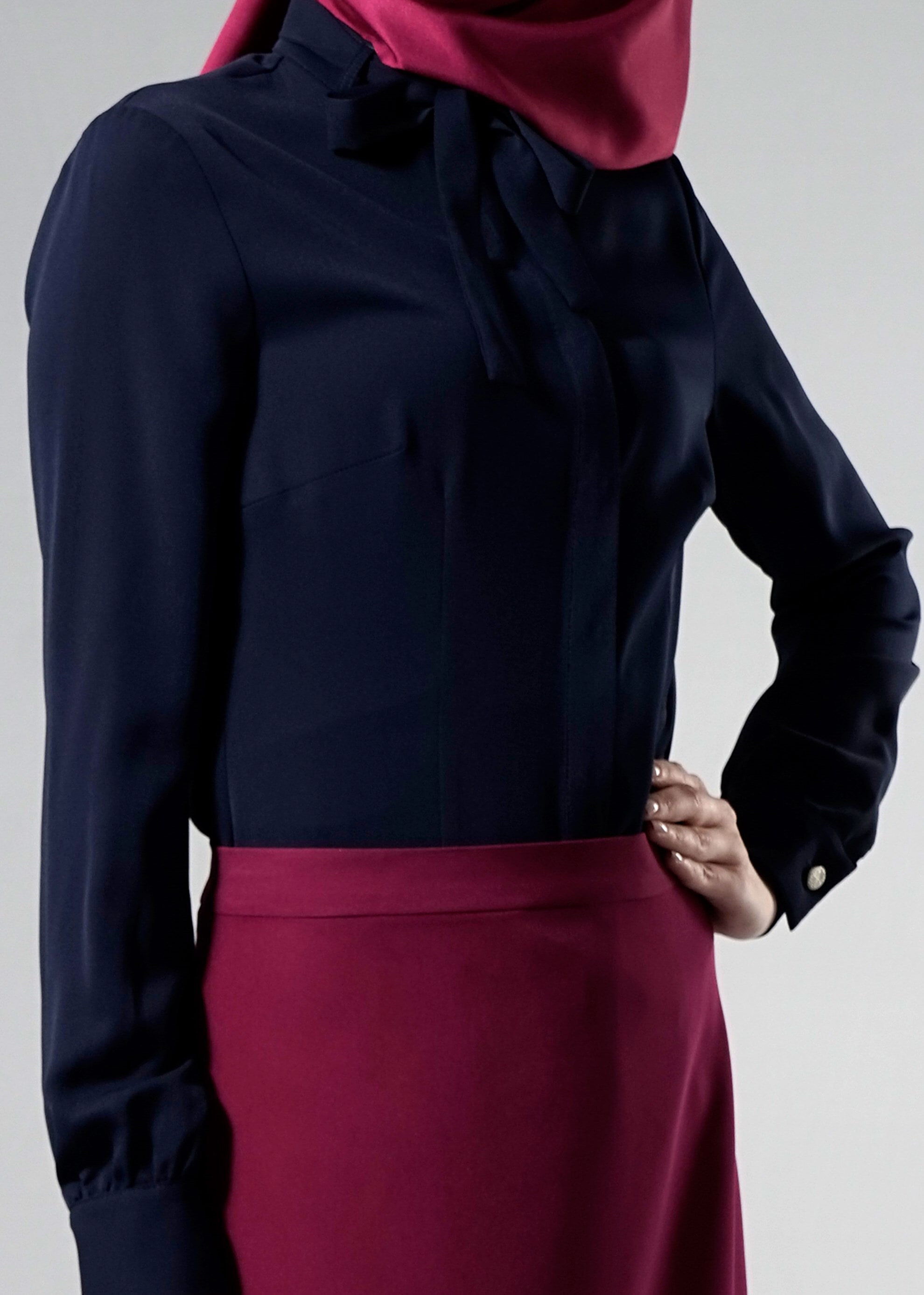 Tesettür giyim LACİVERT 4375 Portre Tesettür Bluz 38/46 TEK36