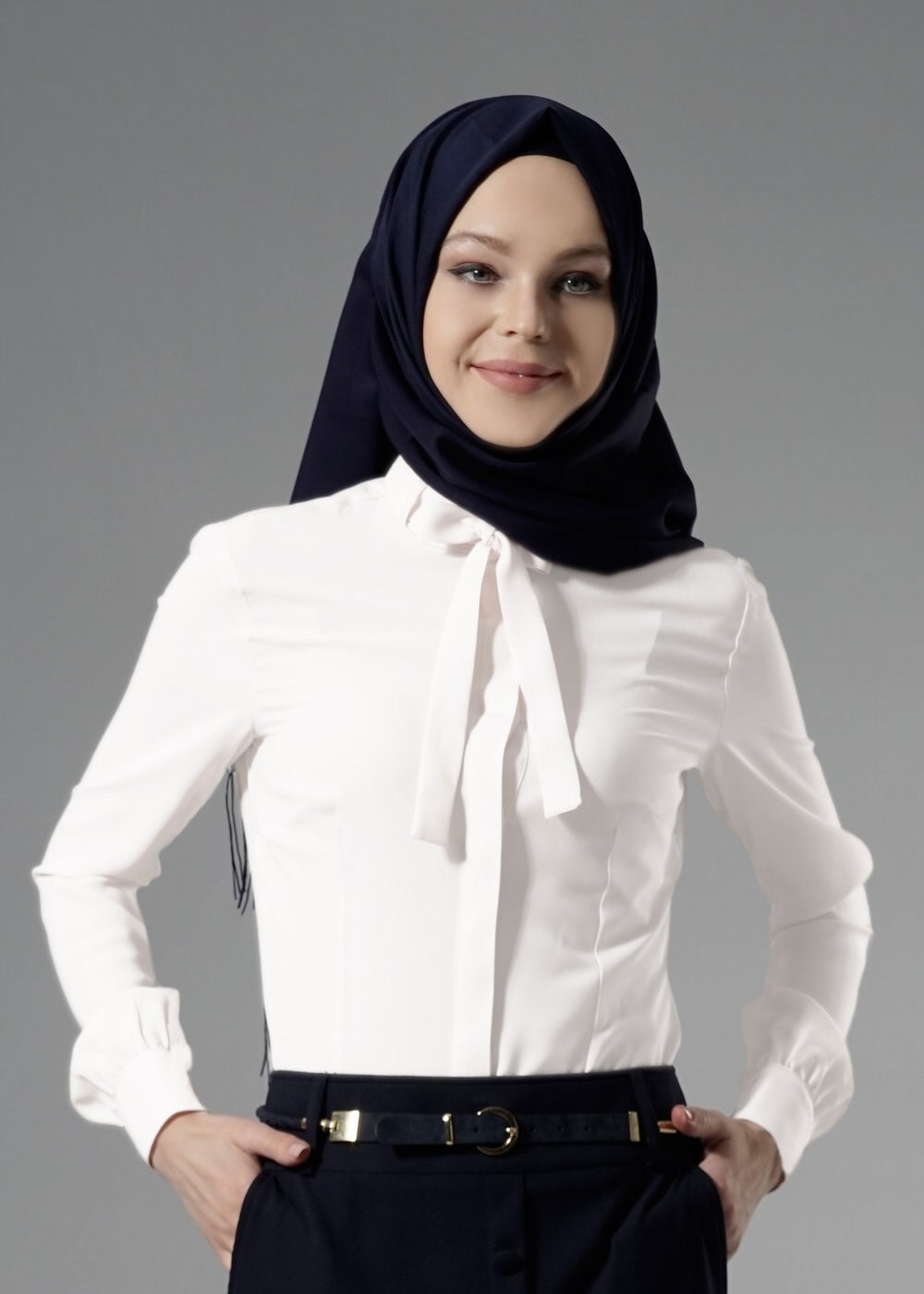 Tesettür giyim BEYAZ 4375 Portre Tesettür Bluz 38/46 TEK36