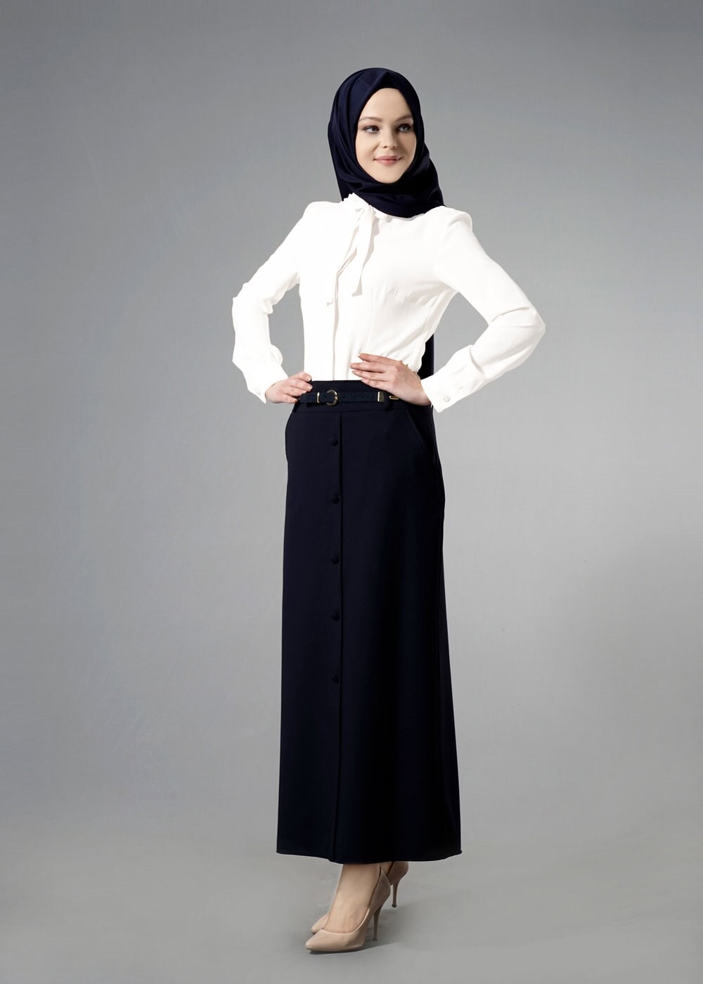 Tesettür giyim BEYAZ 4375 Portre Tesettür Bluz 38/46 TEK36