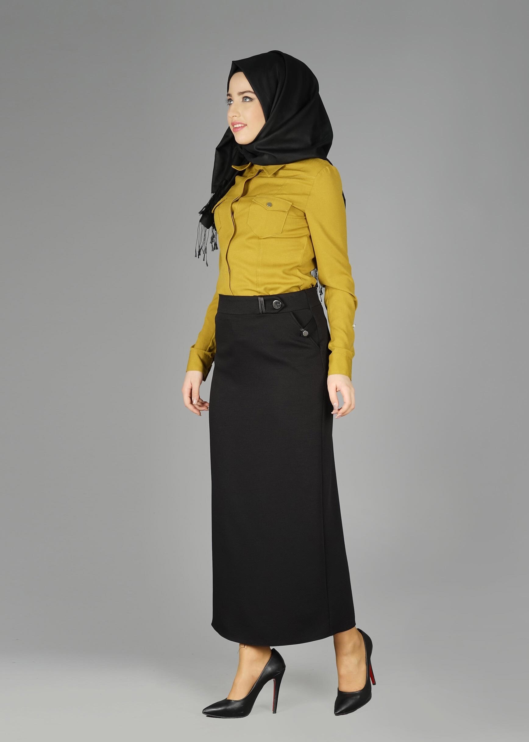 Tesettür giyim YEŞİL 4377 NORA BLUZ 38/46 TEK40