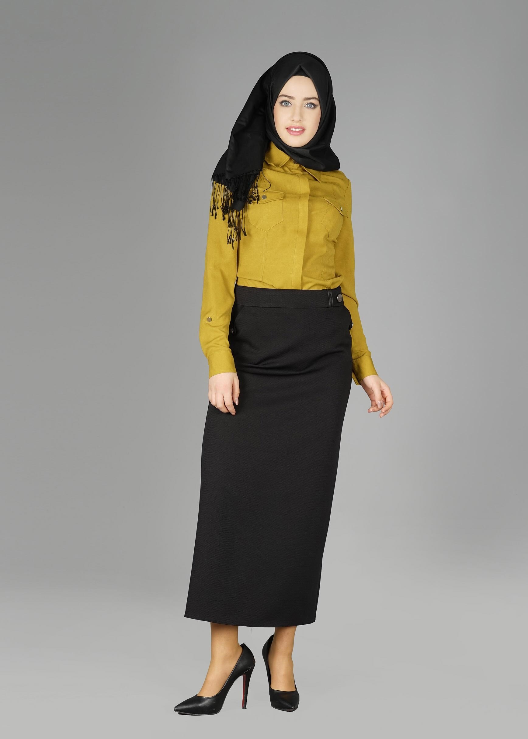 Tesettür giyim YEŞİL 4377 NORA BLUZ 38/46 TEK40