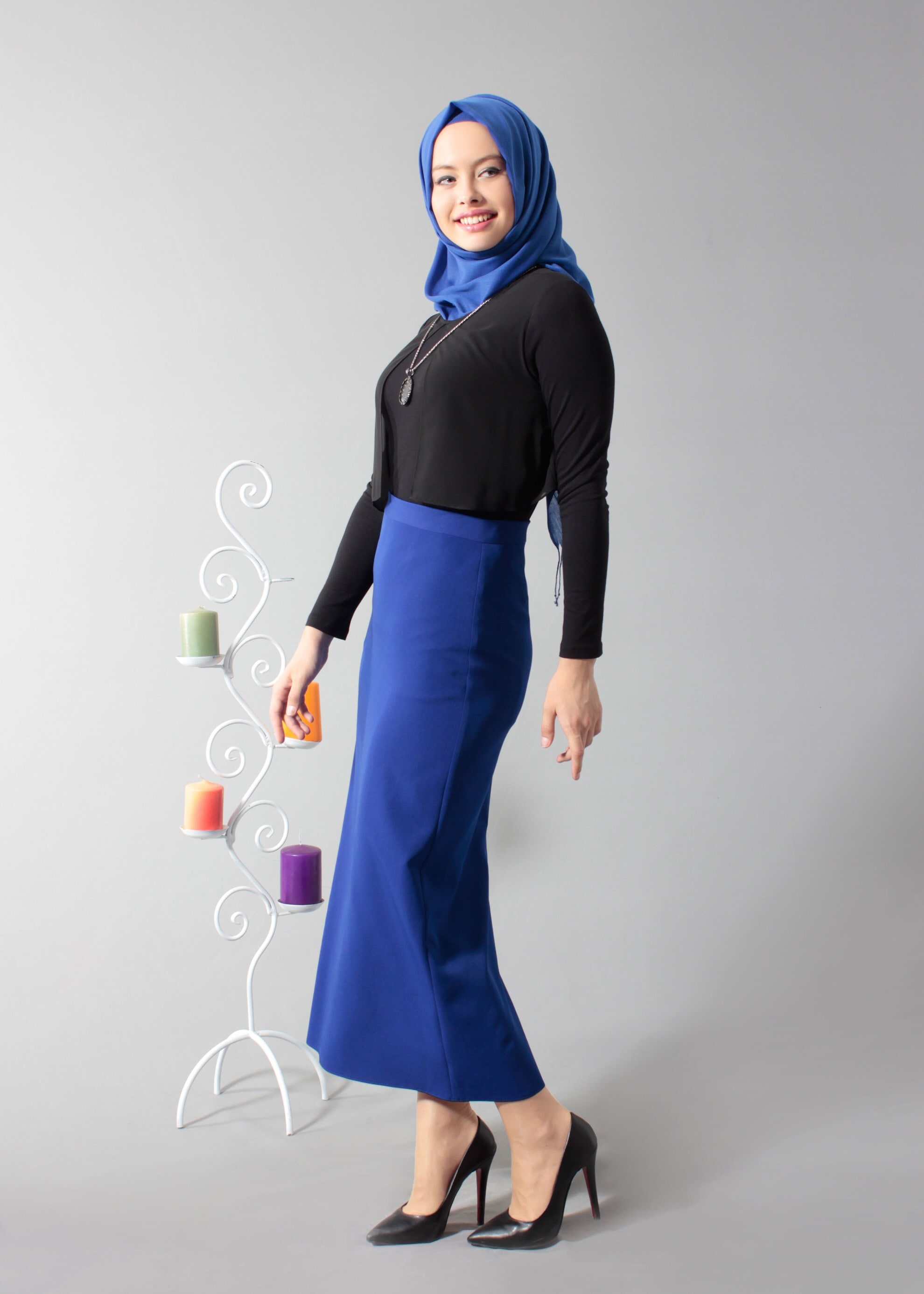 Tesettür giyim SİYAH TÜL DETAYLI BLUZ 4399