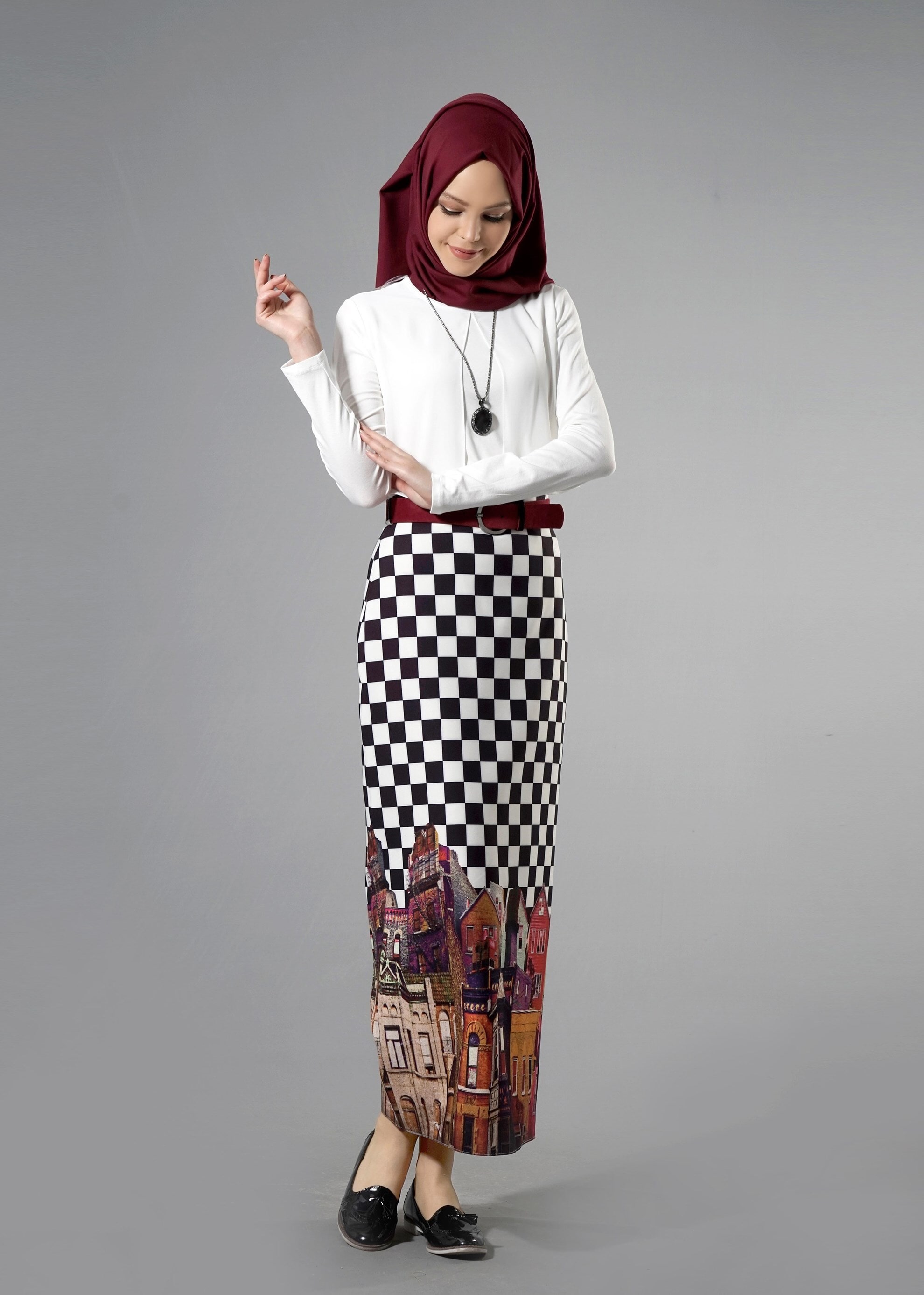 Tesettür giyim BEYAZ TÜL DETAYLI BLUZ 4399