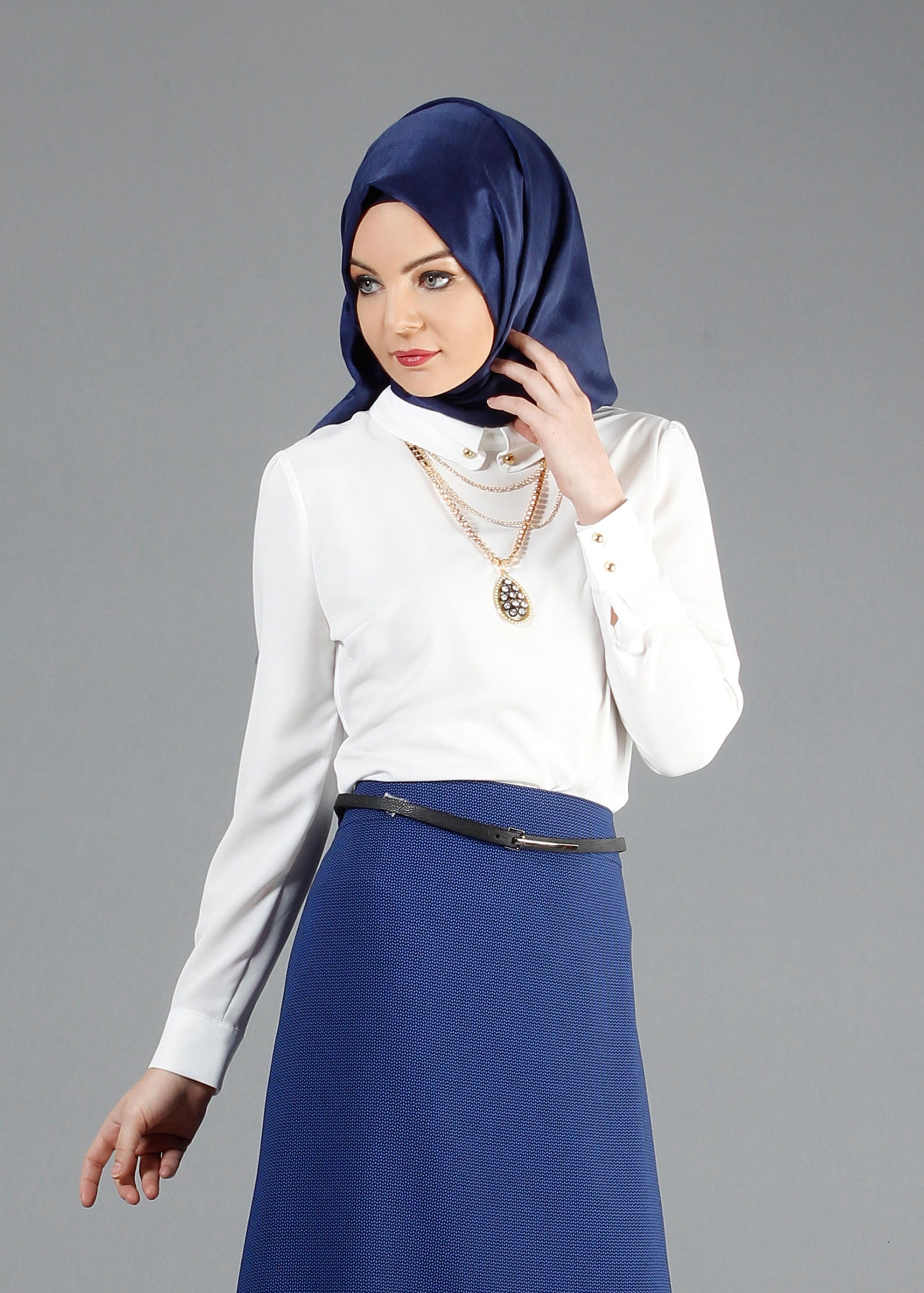 Tesettür giyim BEYAZ 4410 Criss Tesettür Bluz 38/46