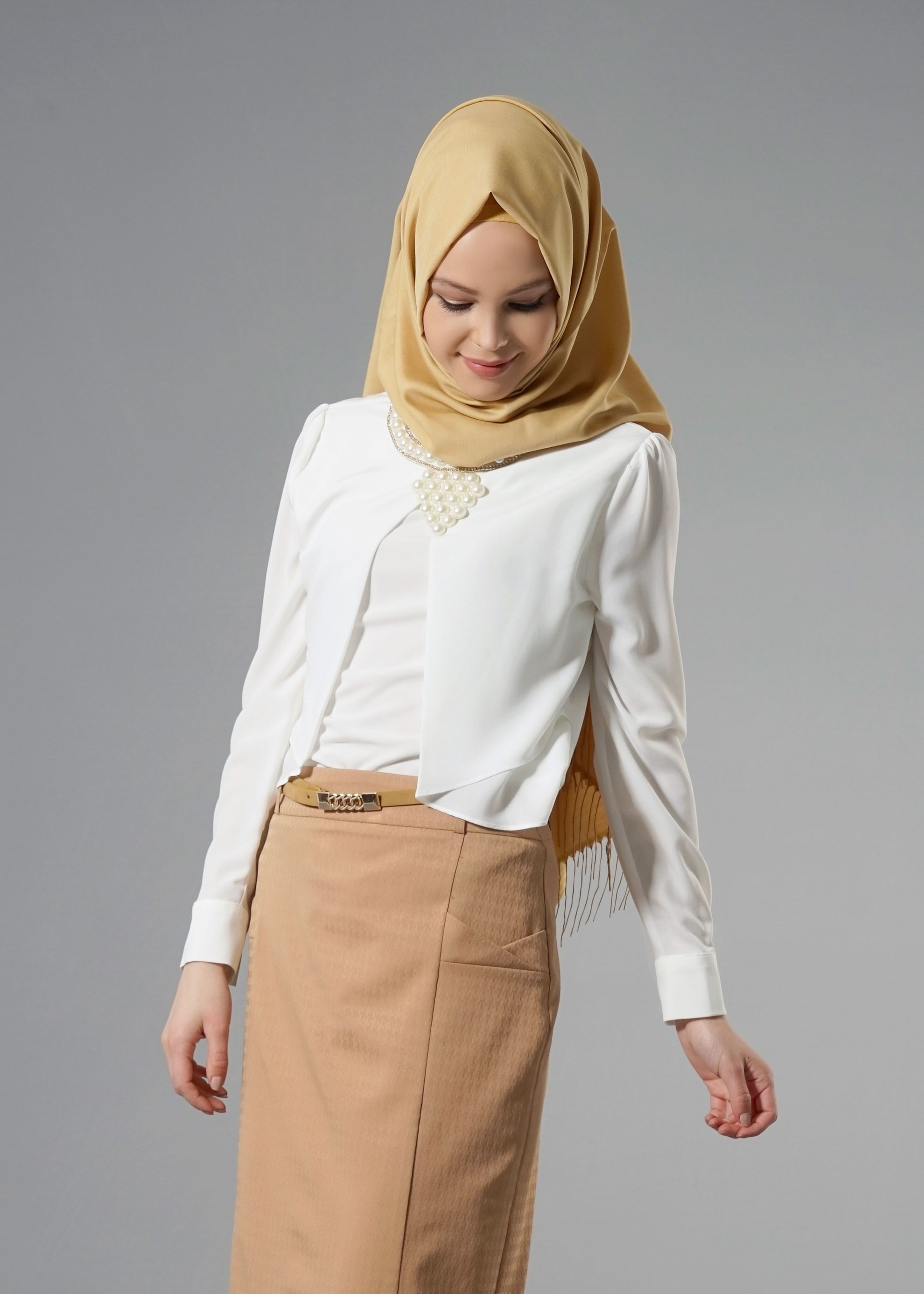 Tesettür giyim BEYAZ 4429 Criss Tesettür Bluz 38/44