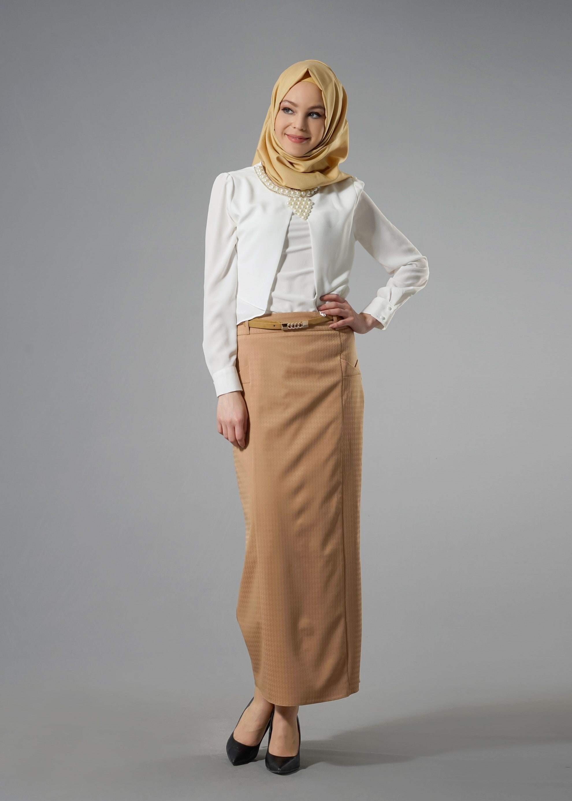 Tesettür giyim BEYAZ 4429 Criss Tesettür Bluz 38/44