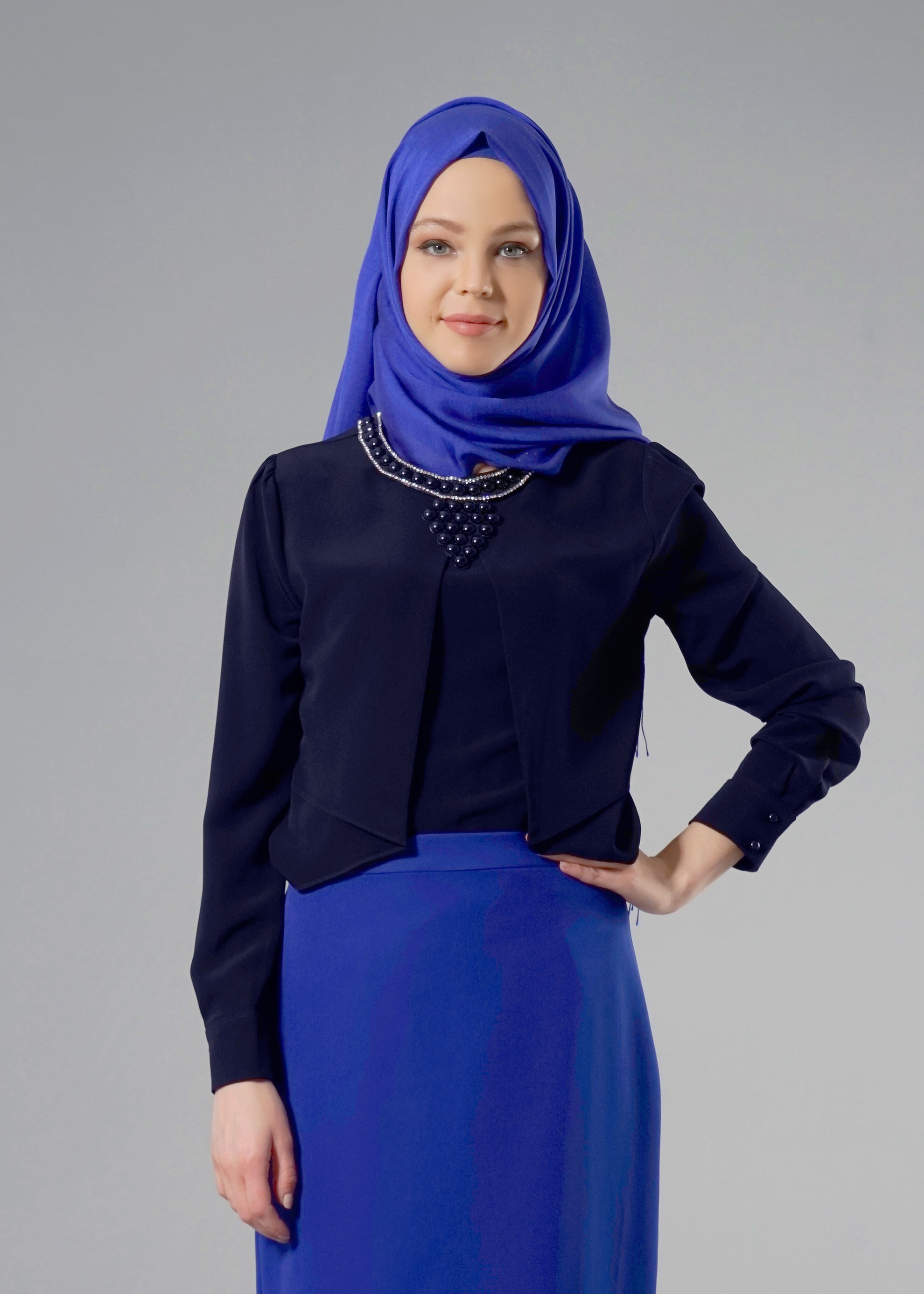 Tesettür giyim LACİVERT 4429 Criss Tesettür Bluz 38/44