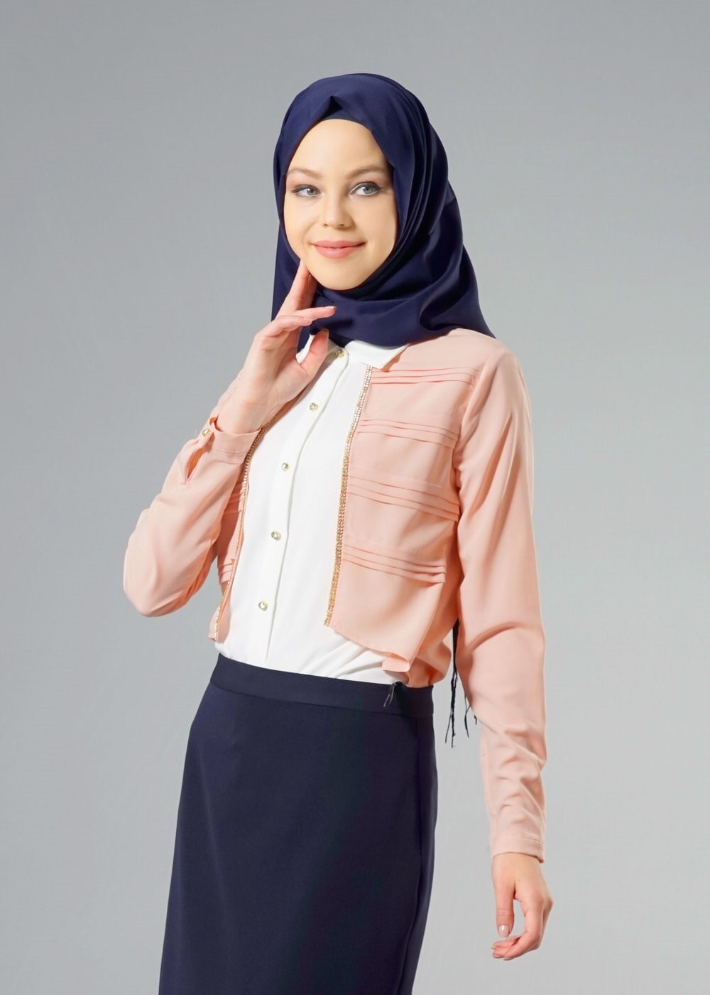 Tesettür giyim PUDRA 4434 Criss Tesettür Bluz 38/44