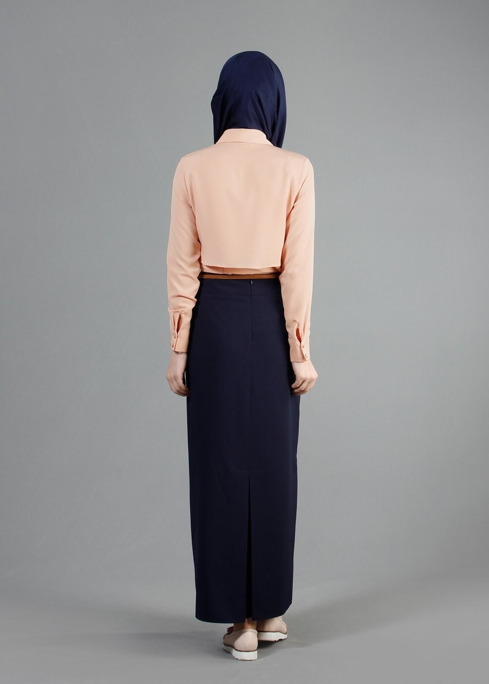 Tesettür giyim PUDRA TAŞ DÜĞMELİ BLUZ 4435