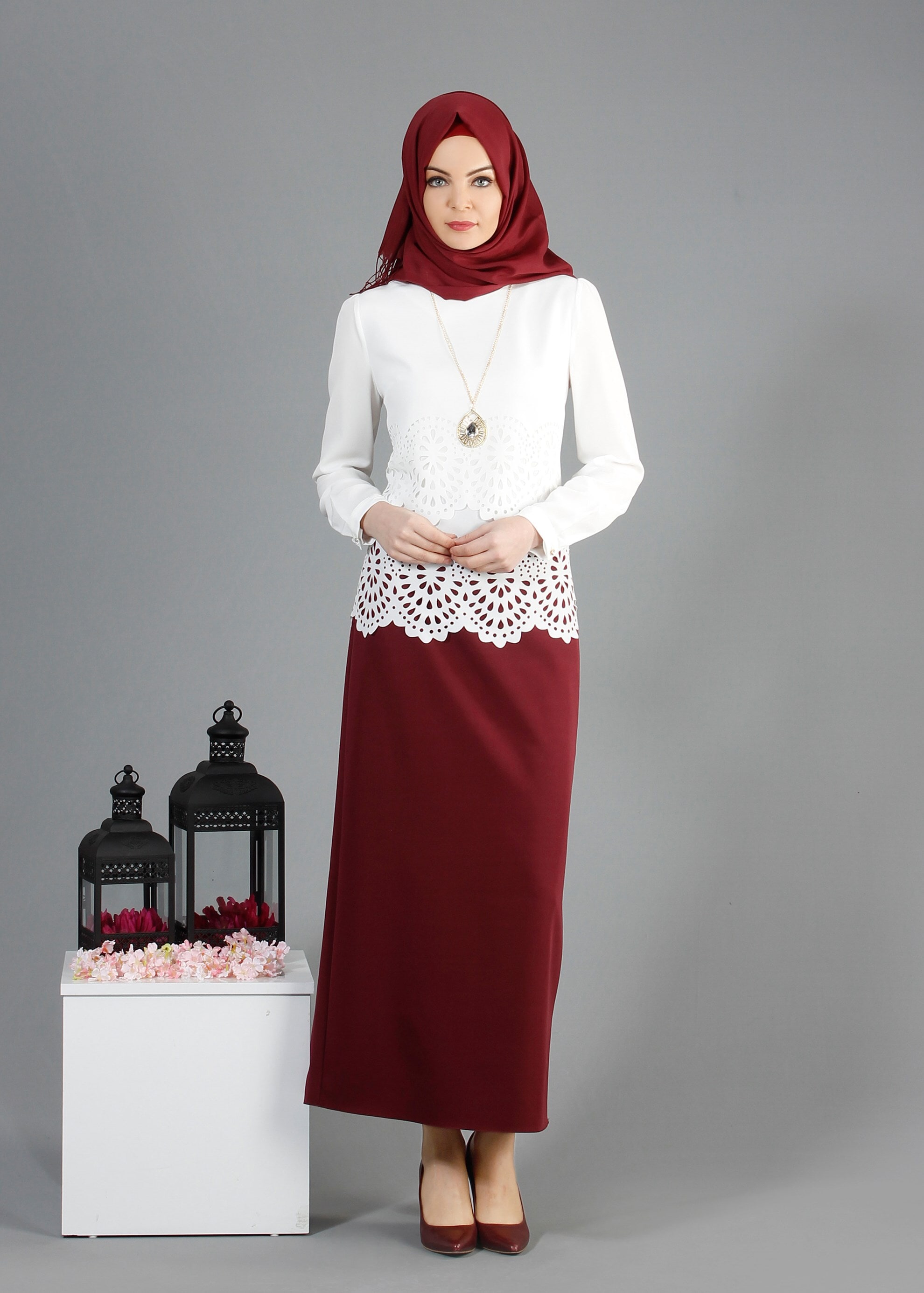 Tesettür giyim BEYAZ 4436 Criss Tesettür Bluz  38/44