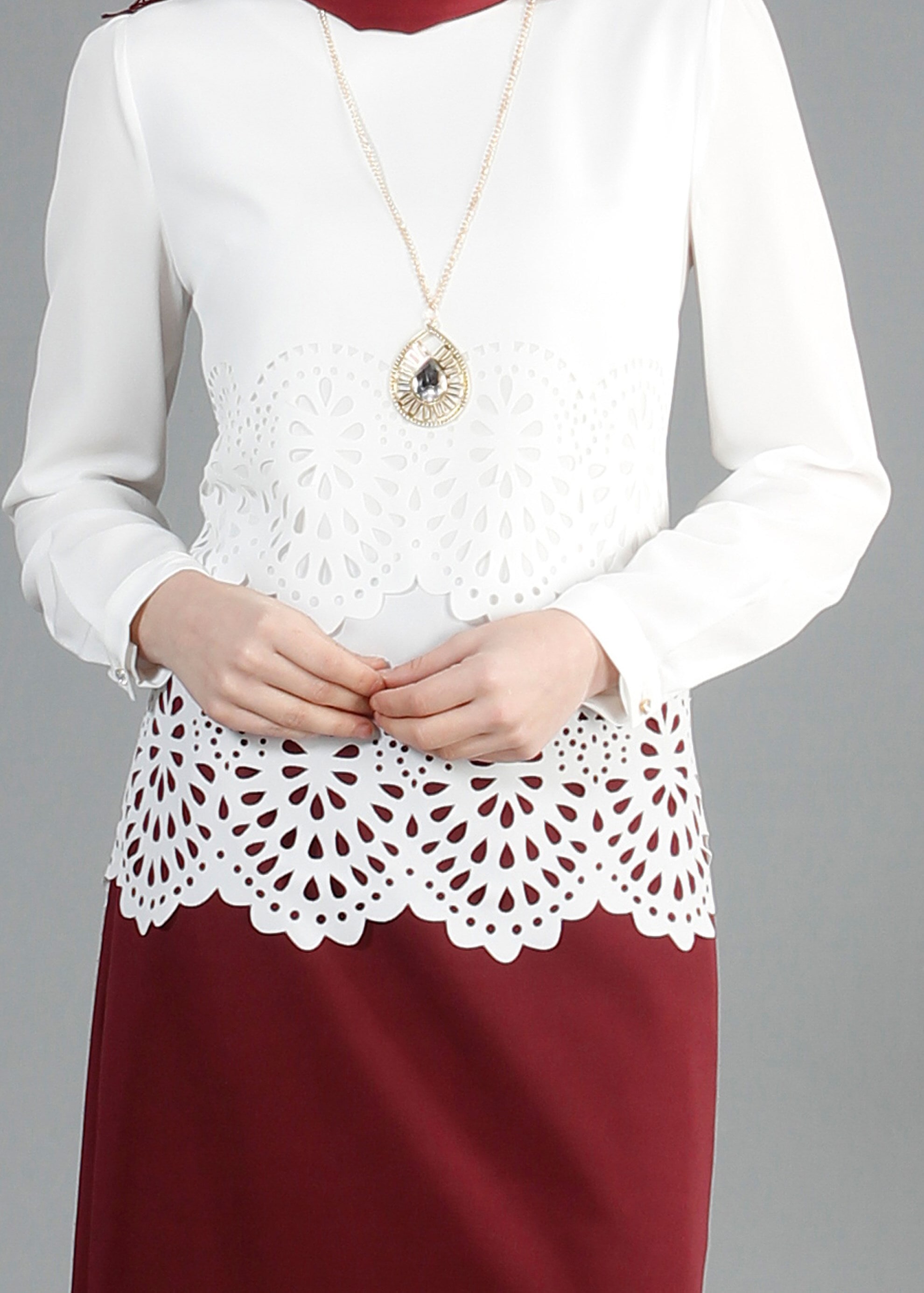 Tesettür giyim BEYAZ 4436 Criss Tesettür Bluz  38/44