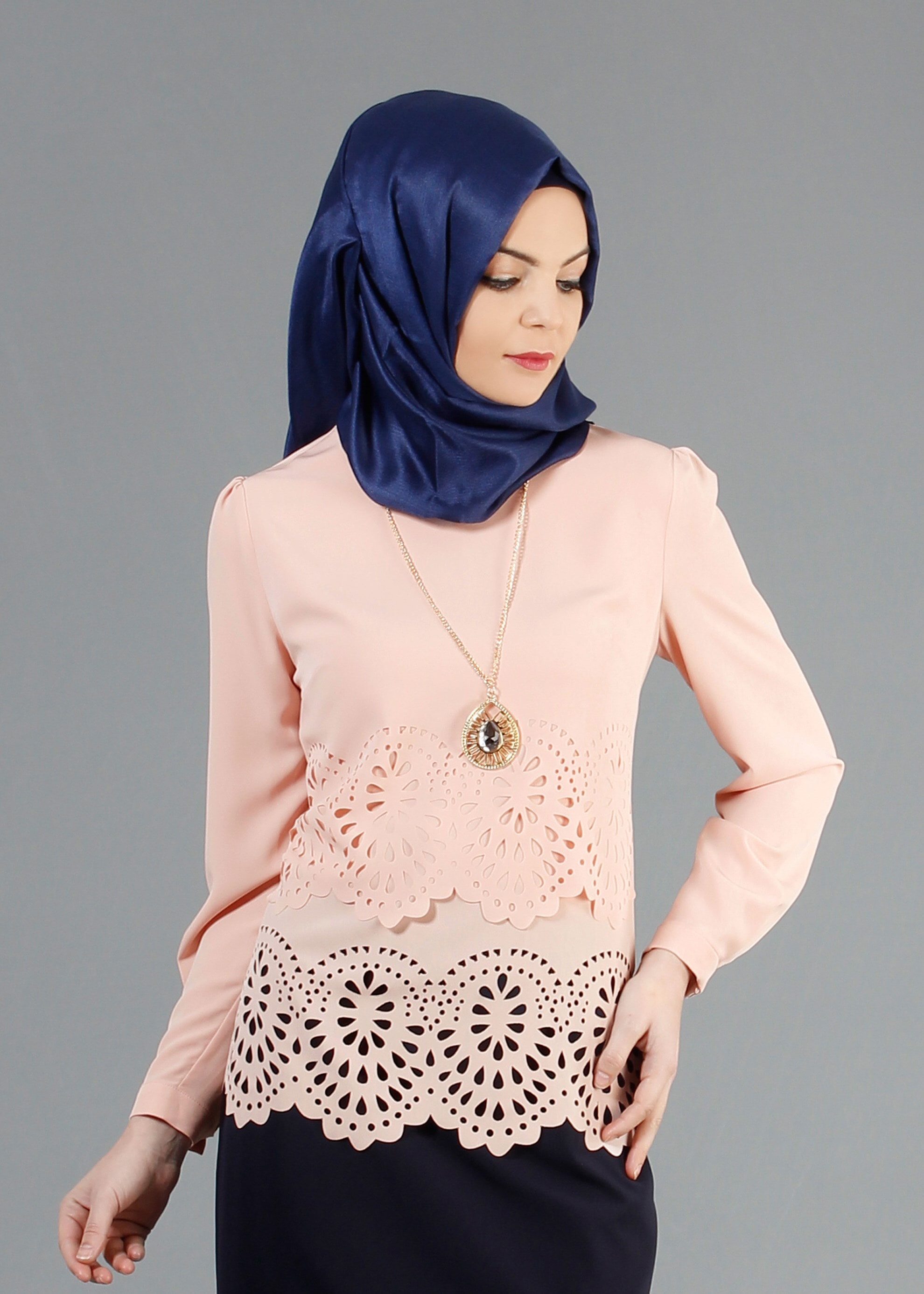 Tesettür giyim PUDRA 4436 Criss Tesettür Bluz  38/44