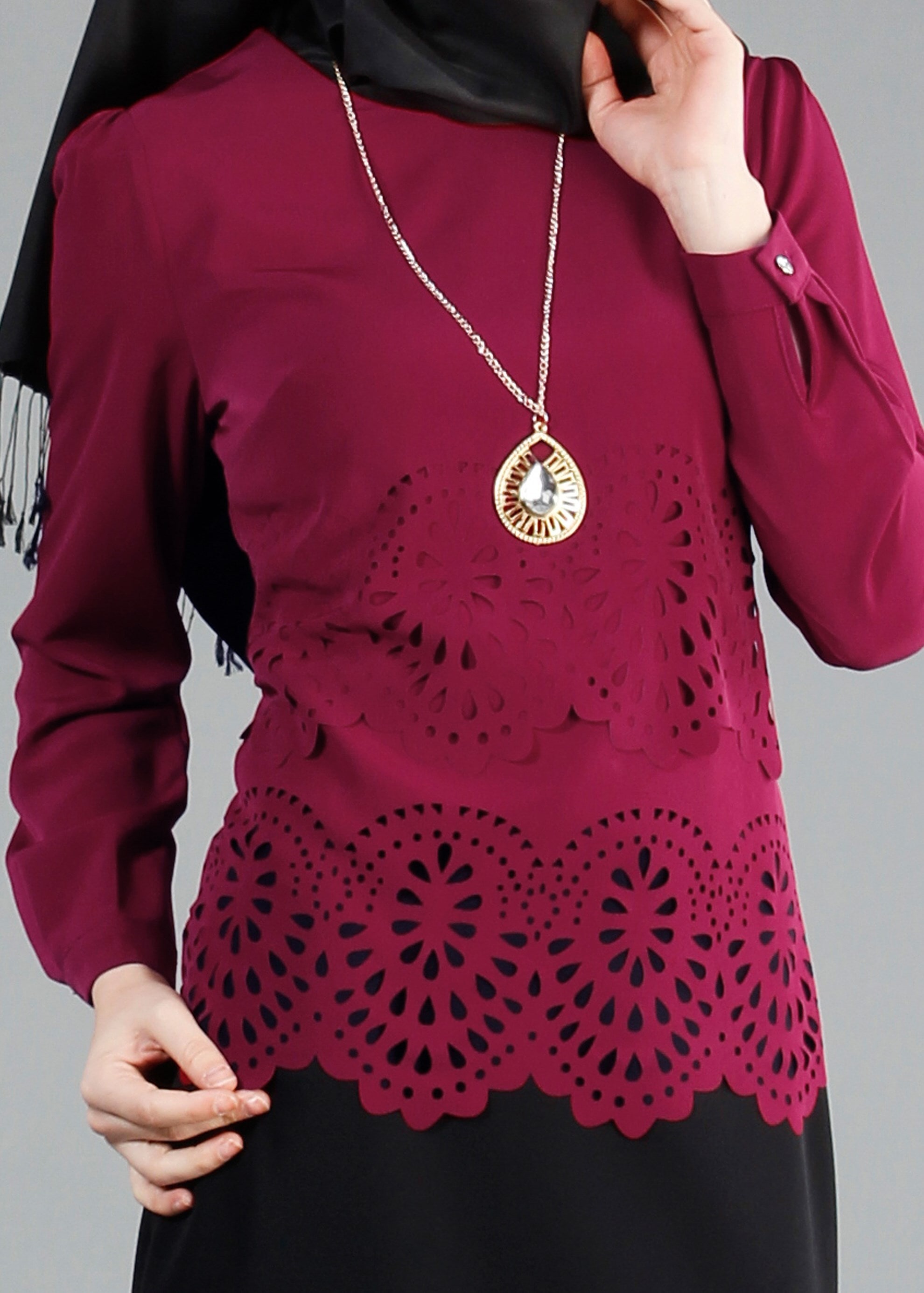 Tesettür giyim BORDO 4436 Criss Tesettür Bluz  38/44