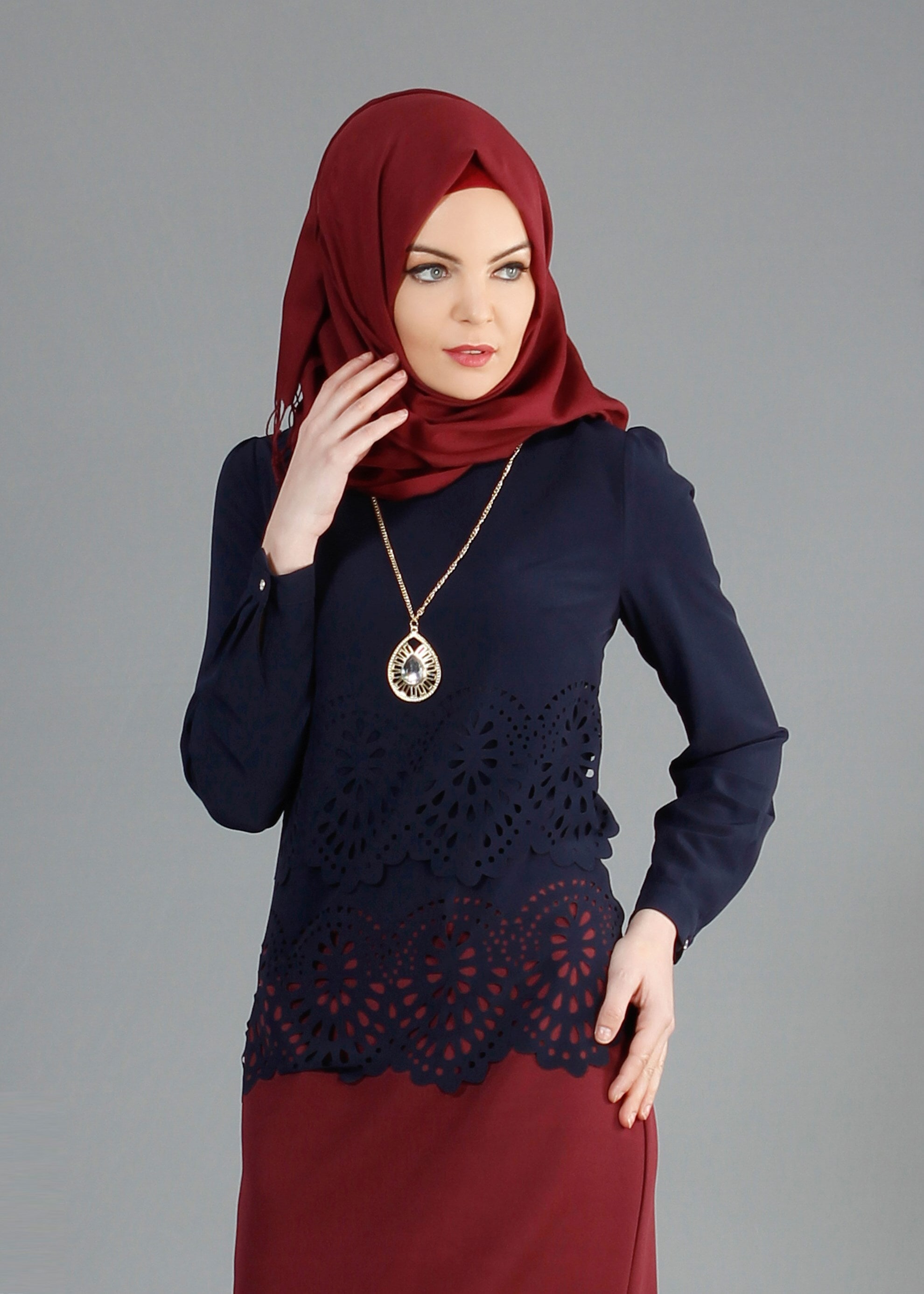 Tesettür giyim LACİVERT 4436 Criss Tesettür Bluz  38/44