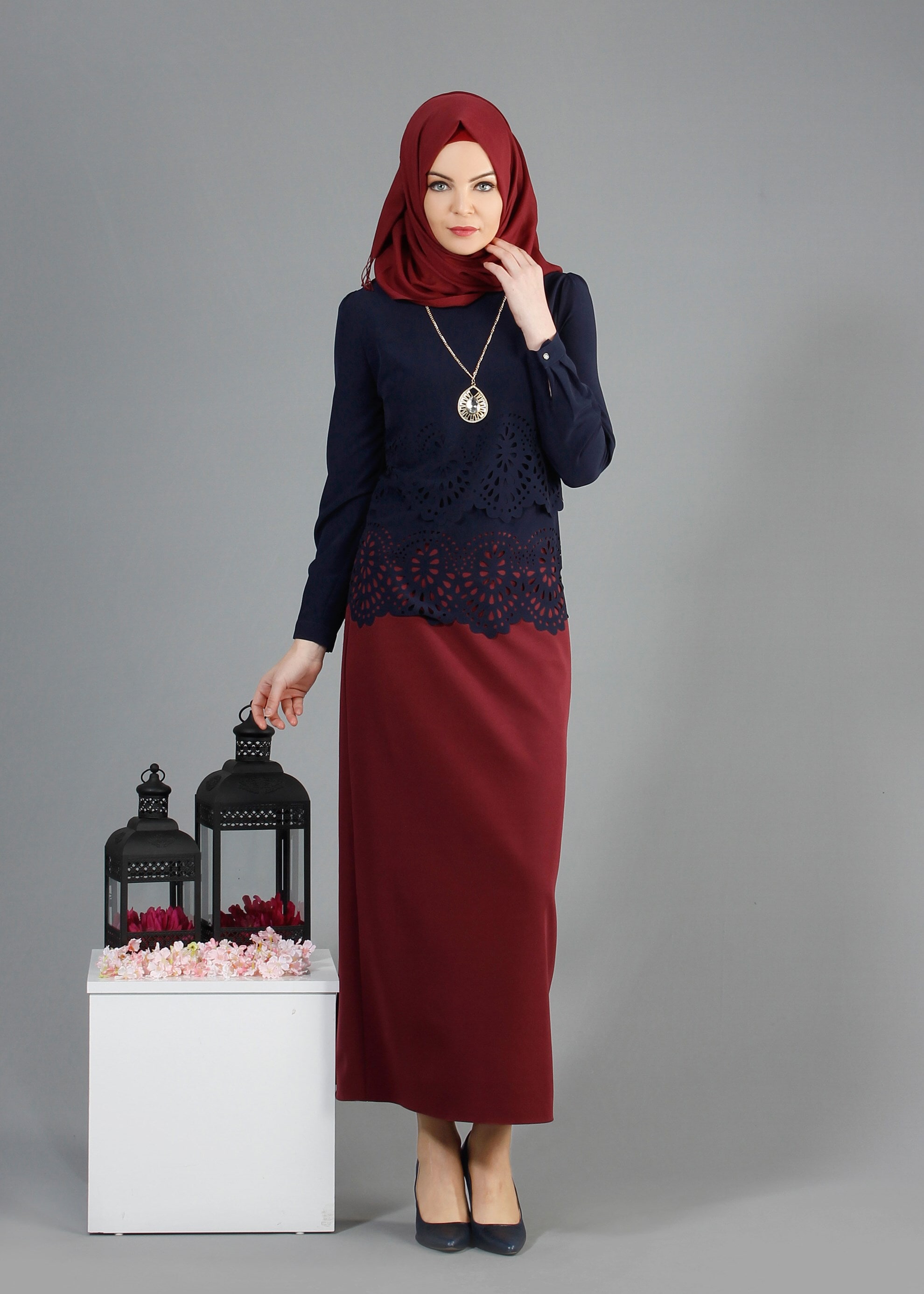 Tesettür giyim LACİVERT 4436 Criss Tesettür Bluz  38/44