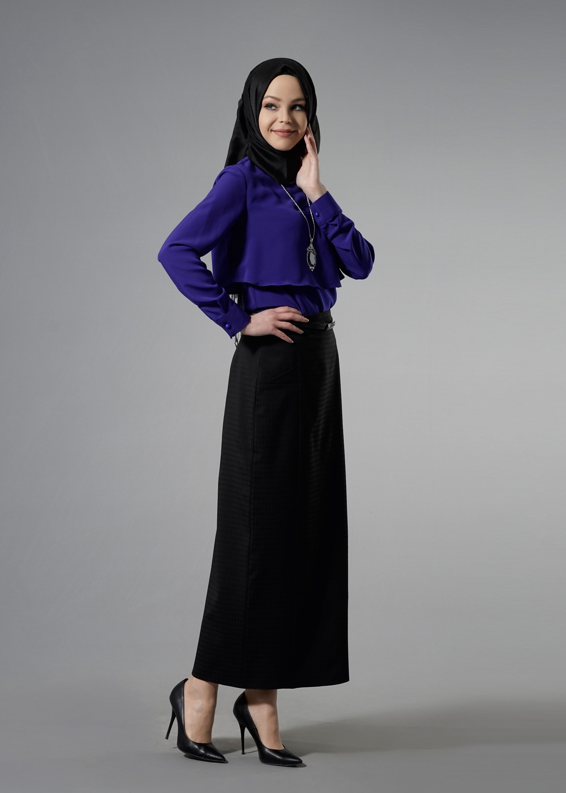 Tesettür giyim MAVİ 4443 New Loren Tesettür Bluz 36/44(38) TEK40