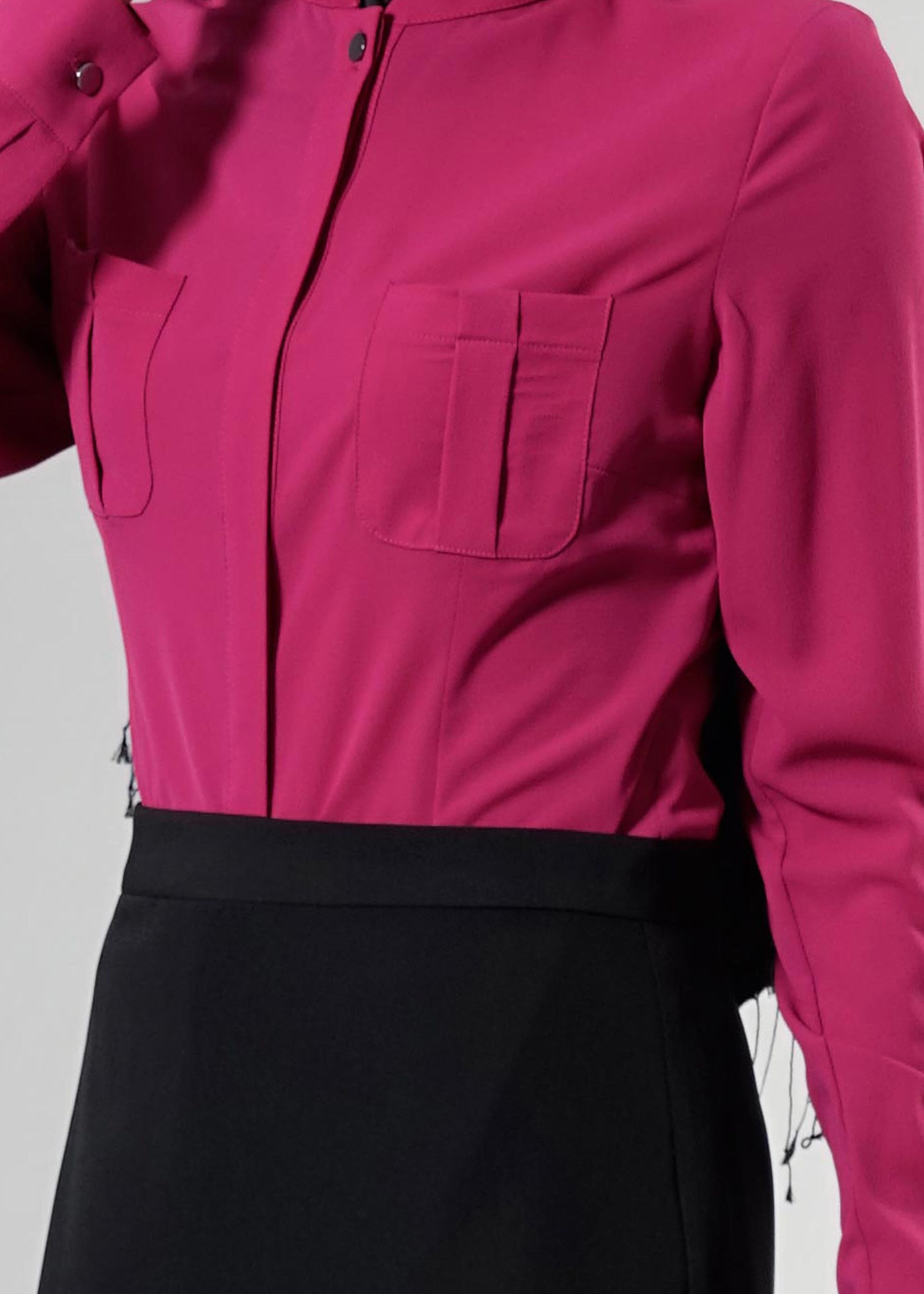 Tesettür giyim FUŞYA CEP DETAYLI GİZLİ DÜĞMELİ BLUZ 4475