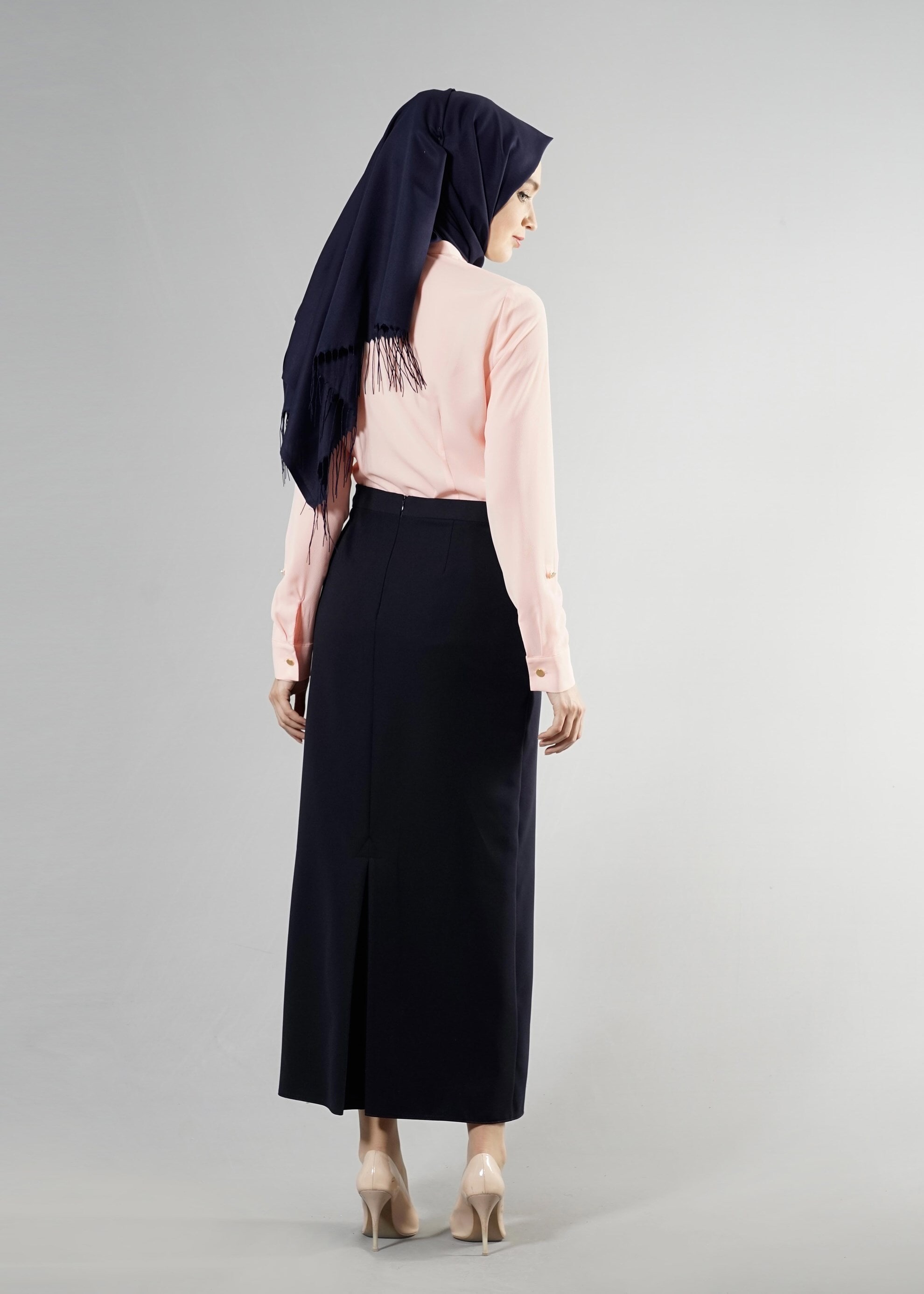 Tesettür giyim PUDRA CEP DETAYLI GİZLİ DÜĞMELİ BLUZ 4475