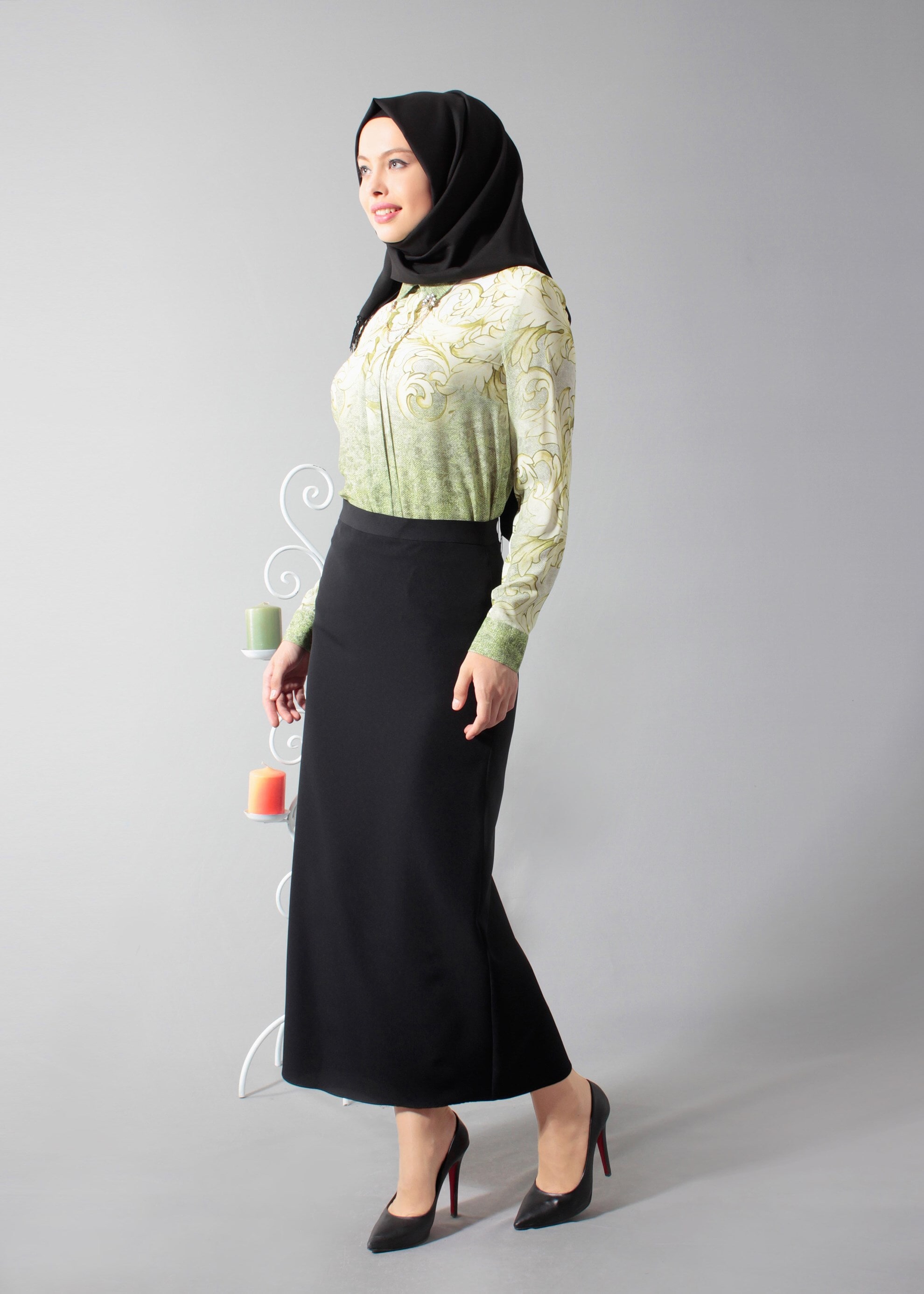 Tesettür giyim YEŞİL 4509 Queen 21068 Tesettür Bluz 40/48 TEK38