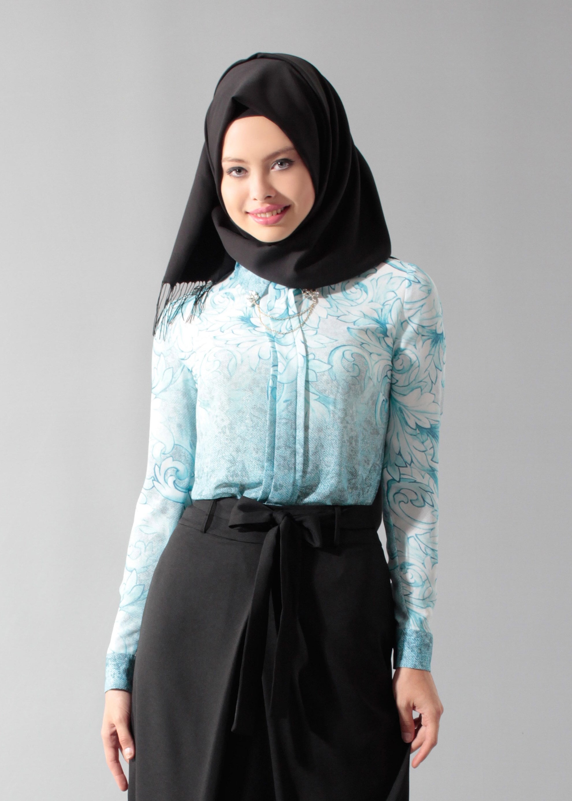 Tesettür giyim MAVİ 4509 Queen 21068 Tesettür Bluz 40/48 TEK38